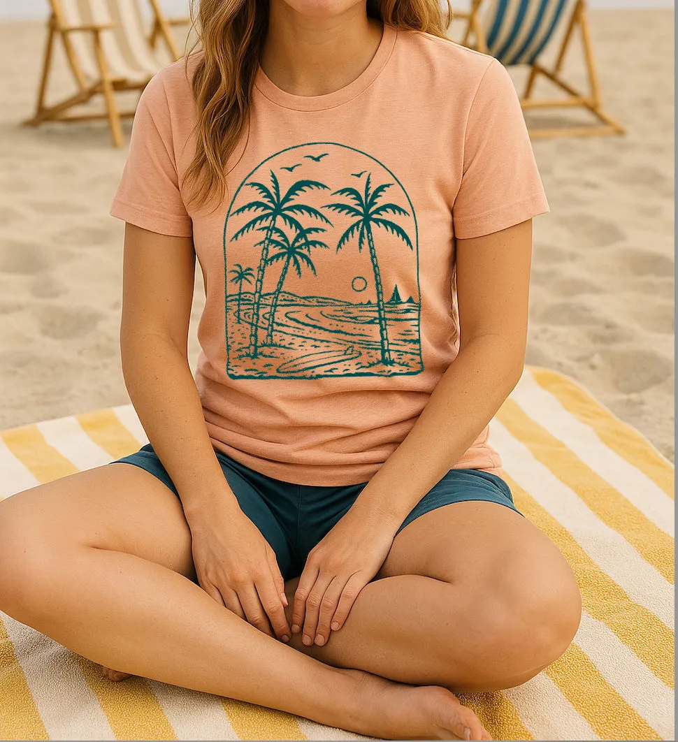 Beach Vibes Tee-Heather Peach sports activity