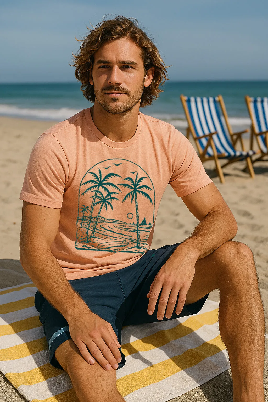 Comfortable and Chic Everyday Wear Beach Vibes Tee-Heather Peach