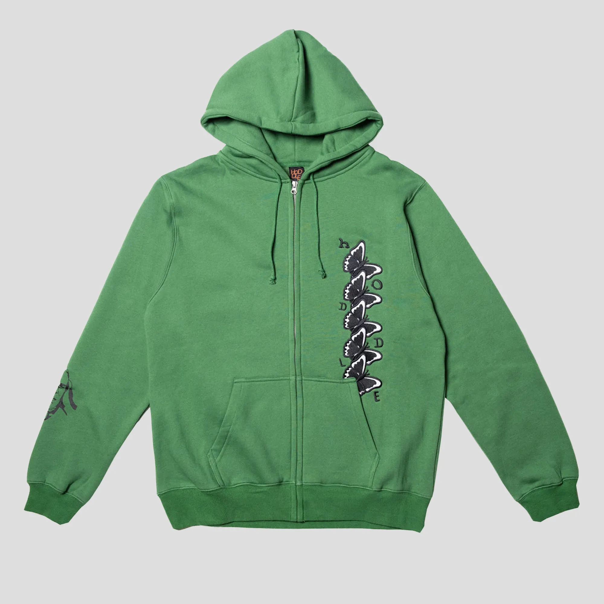 Urban Layer Hoddle Butterfly Zip Up Hoodie - Forest Green