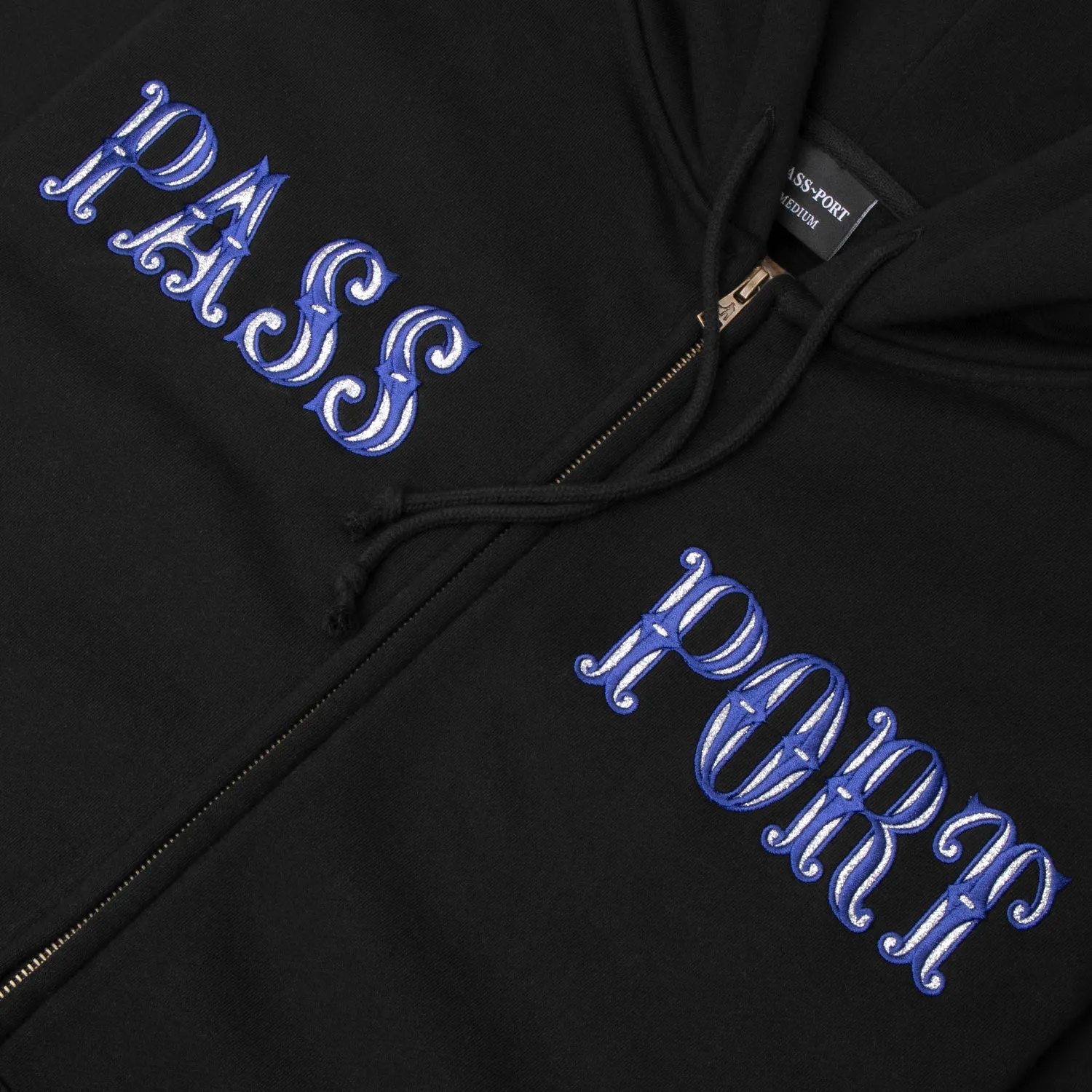 Pass~Port Glint Zip Hoodie - Black Running wear Minimalist Look