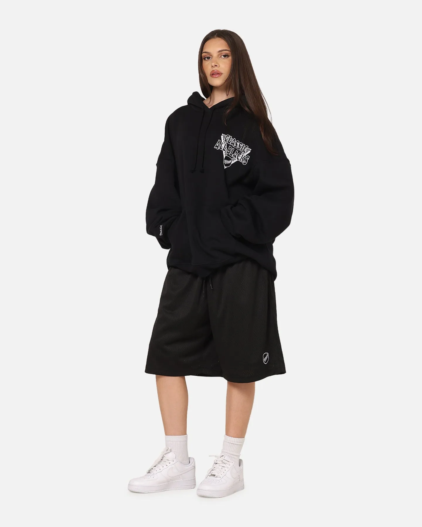 Mitchell & Ness All Black Rugby Union Classic Mesh Shorts Solid Black Comfy Layers