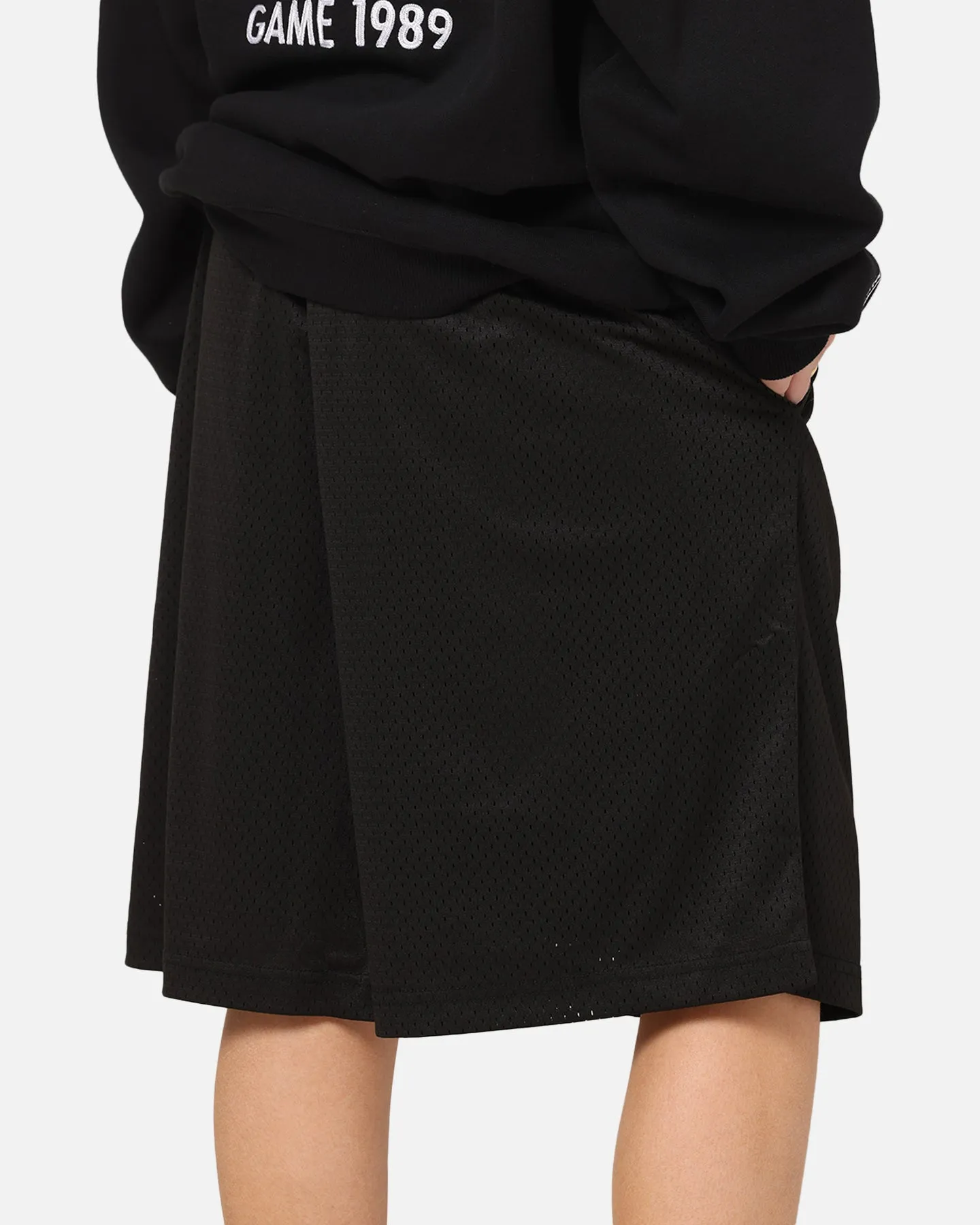 Mitchell & Ness All Black Rugby Union Classic Mesh Shorts Solid Black Glide On Mobility Cut