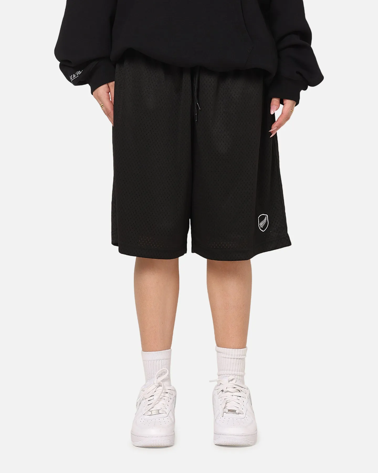 Mitchell & Ness All Black Rugby Union Classic Mesh Shorts Solid Black Non Slip Inner Grip Effortless Movement