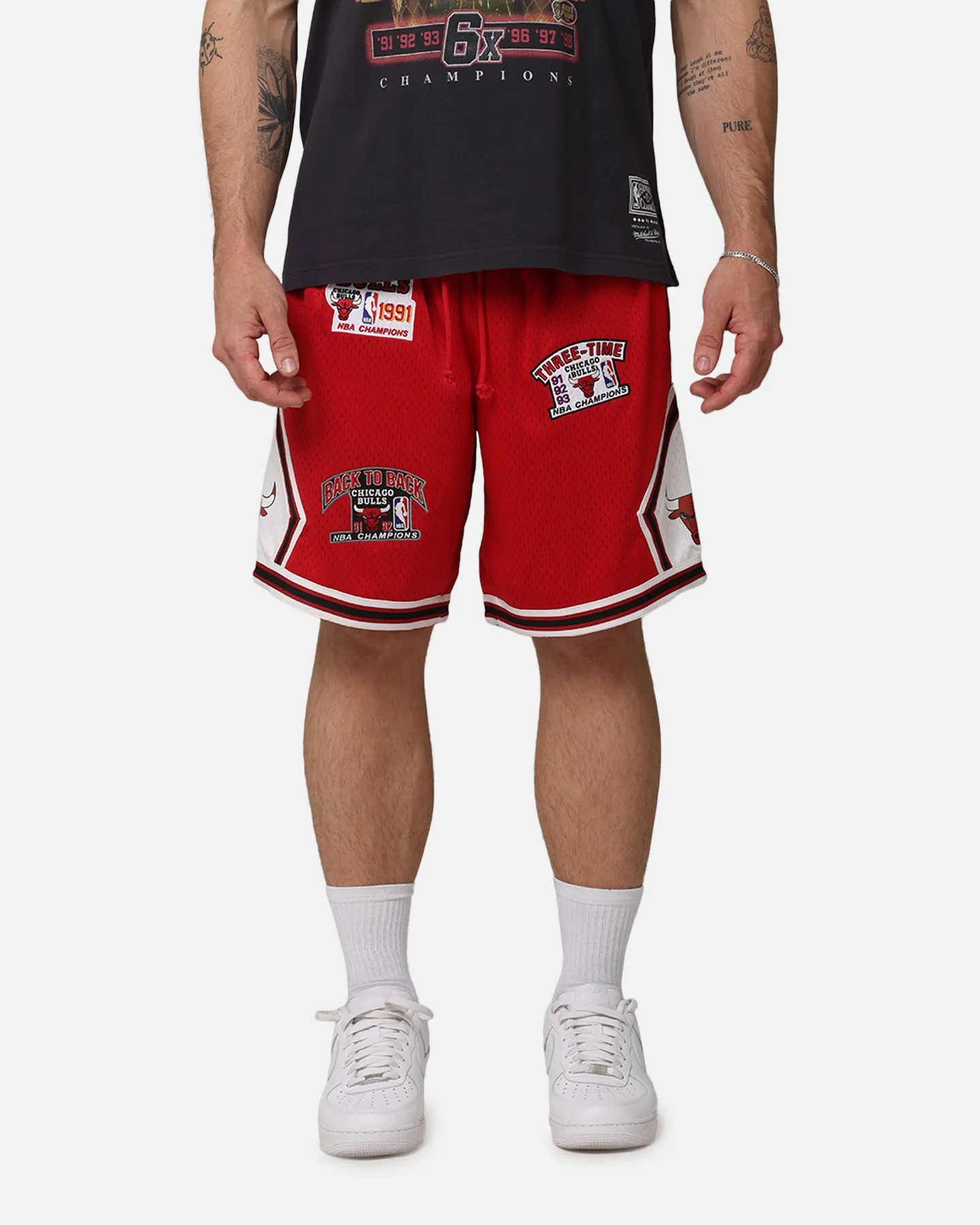 Mitchell & Ness Chicago Bulls 'UNC To Chicago' Champions Shorts Red Noise Free Fabric tall size
