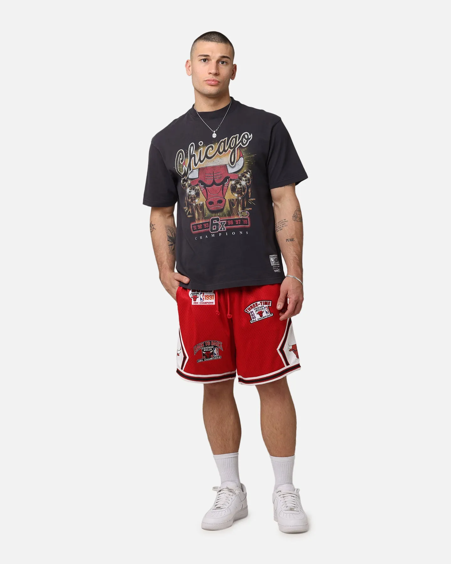 Abrasion Resistant Fabric Pajamas Mitchell & Ness Chicago Bulls 'UNC To Chicago' Champions Shorts Red