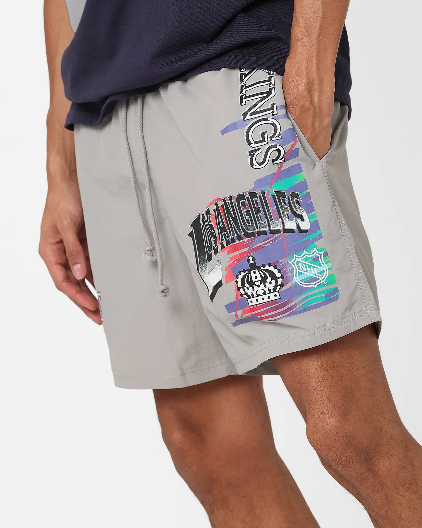 water sports clothing lounging clothes Mitchell & Ness Los Angeles Kings Nylon Shorts Grey