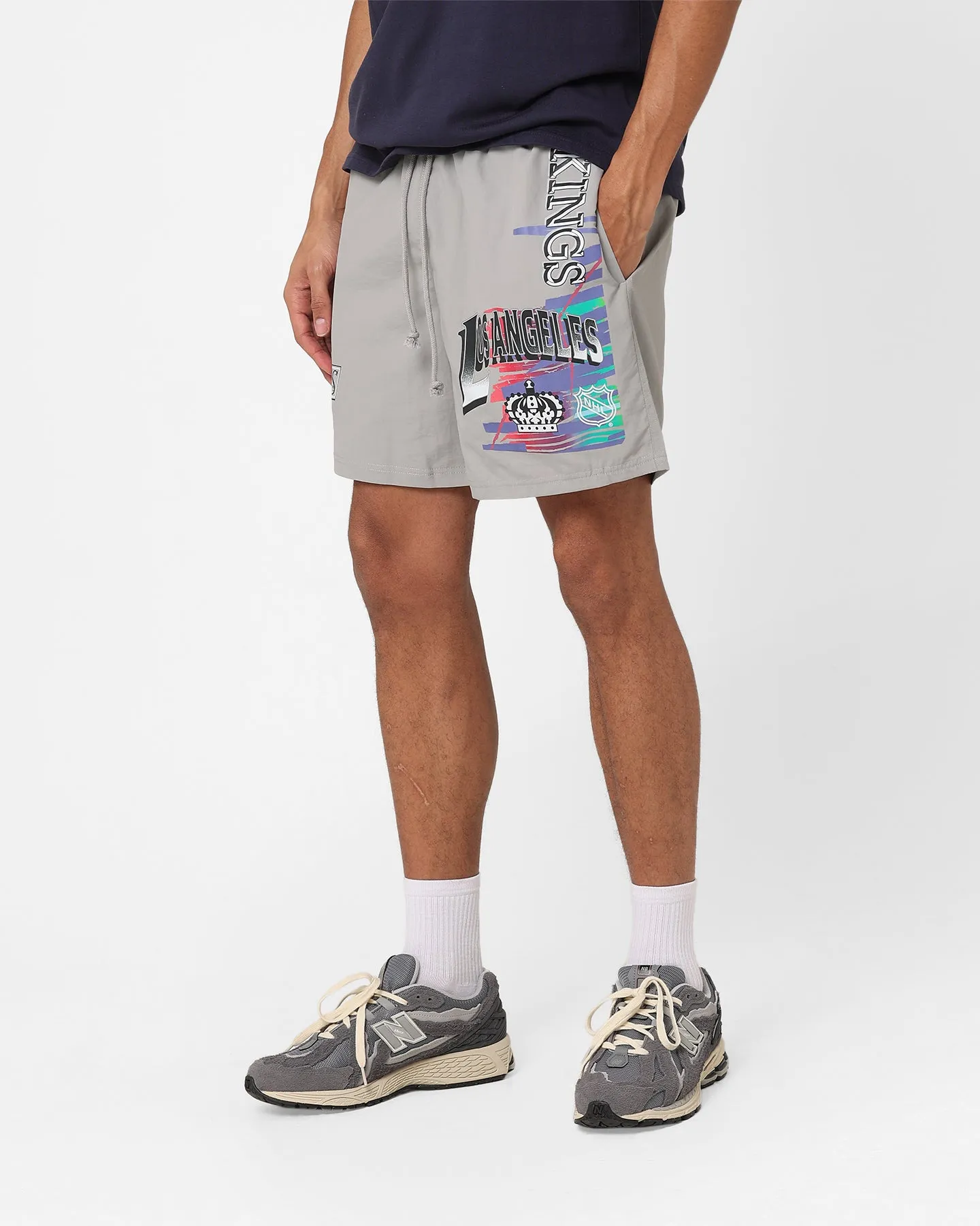 Relax Mode Fun Patterns Mitchell & Ness Los Angeles Kings Nylon Shorts Grey