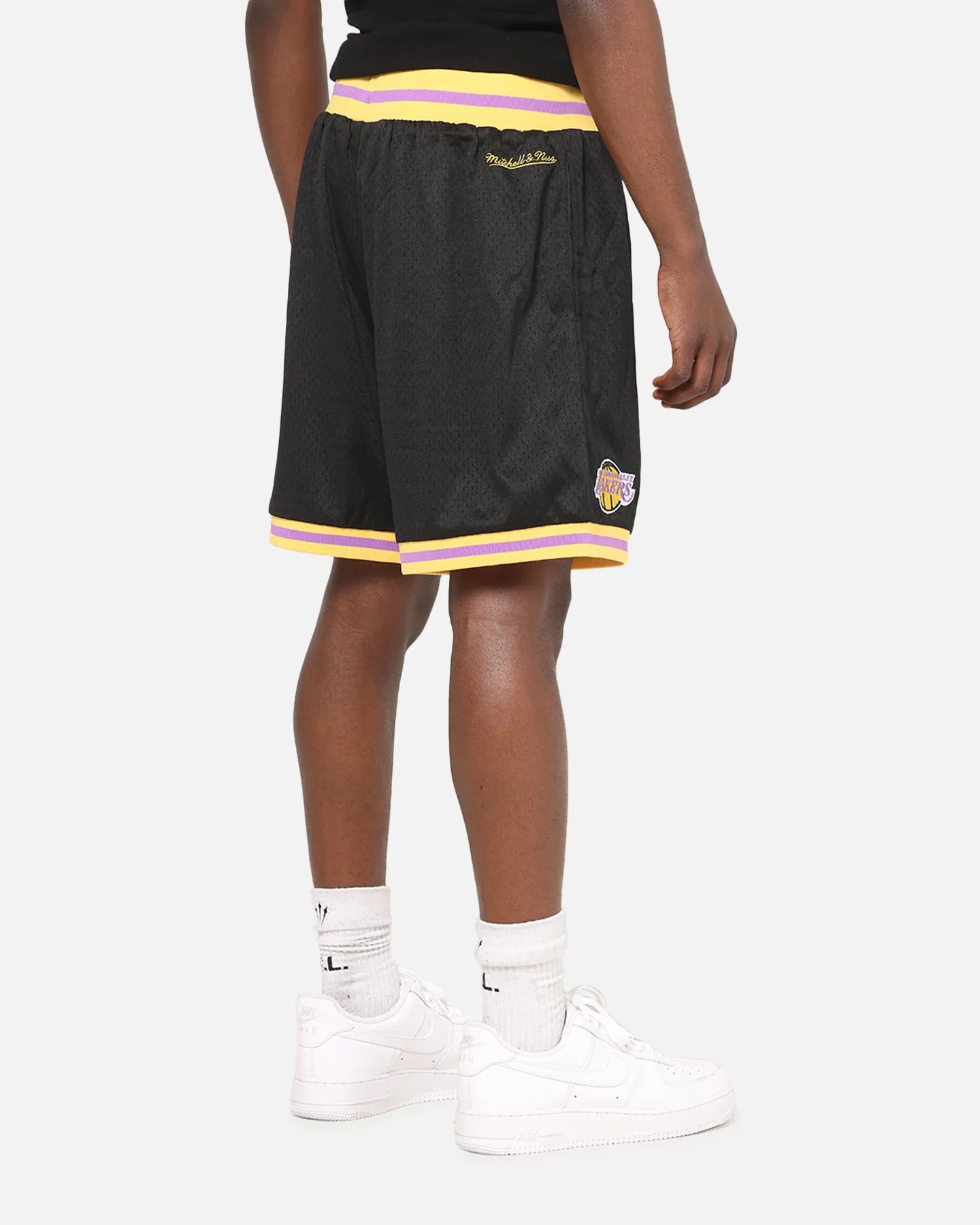 ReinforcedStressPoints Flexible Pocket Placement Mitchell & Ness Los Angeles Lakers Gothic Shorts Black
