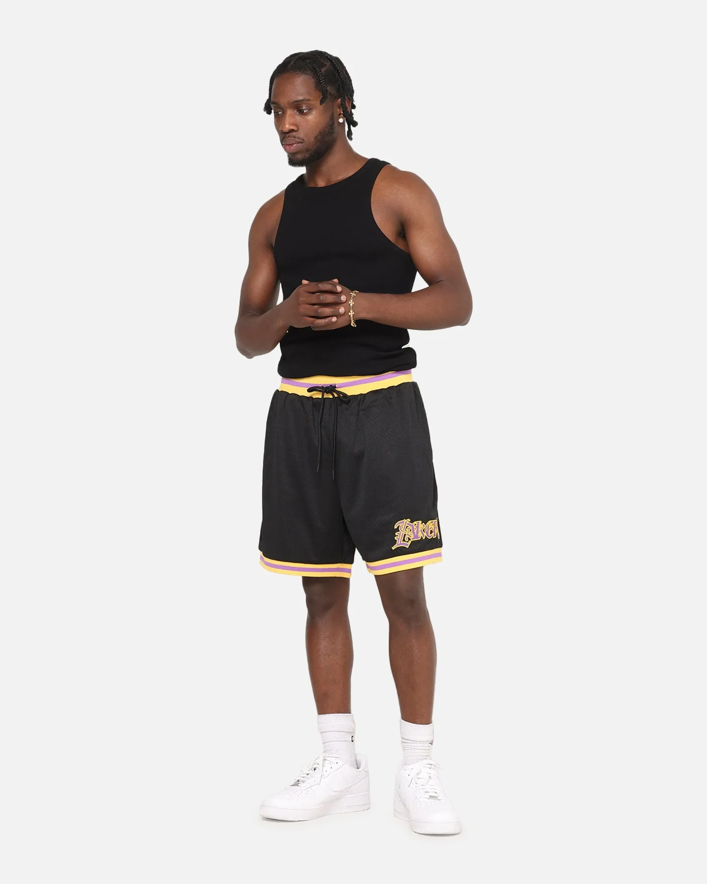 Easy Wear Travel Ready Mitchell & Ness Los Angeles Lakers Gothic Shorts Black