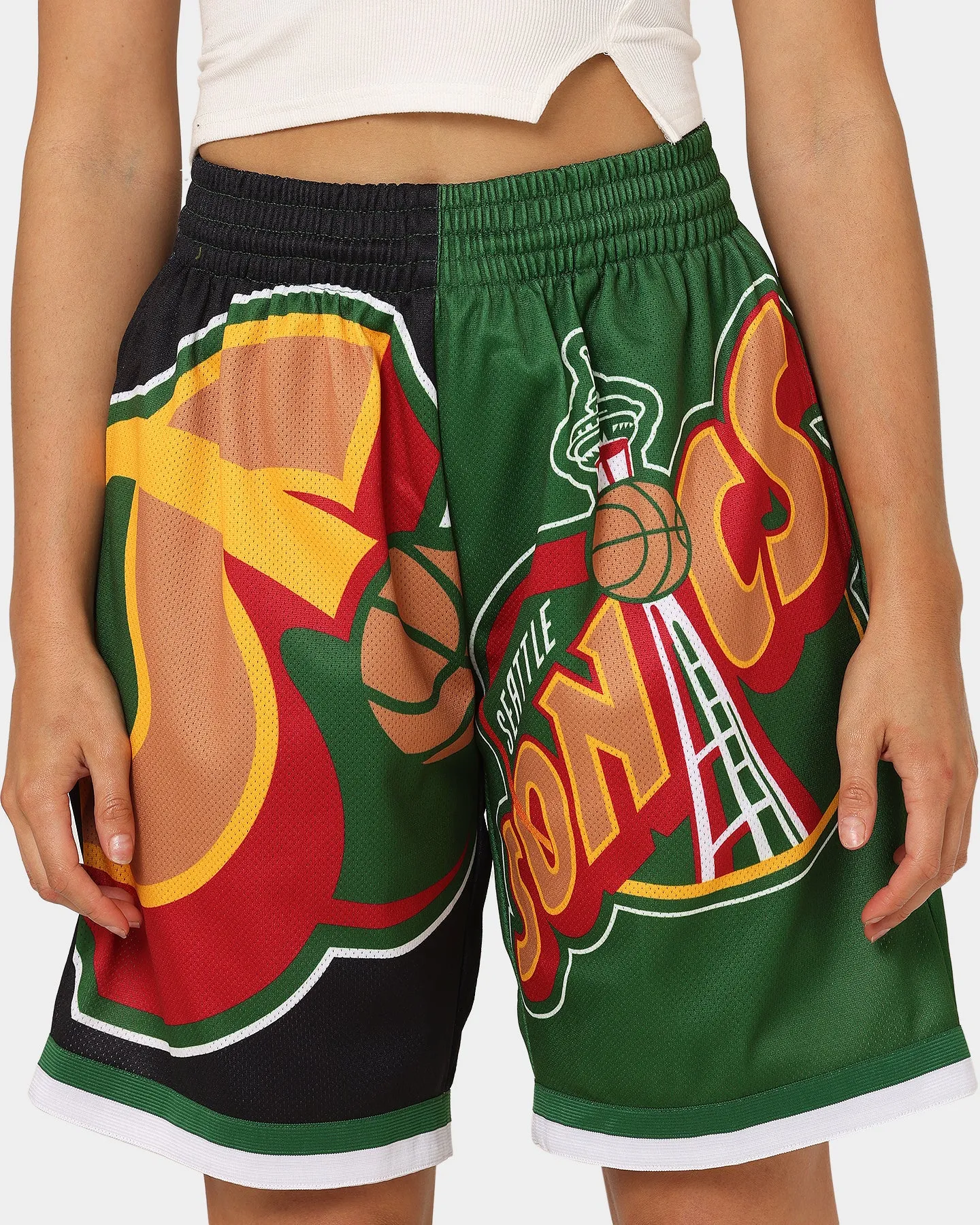 Anti Pill Surface Sporty Layer Mitchell & Ness Seattle Supersonics Big Face Shorts 5.0 Black
