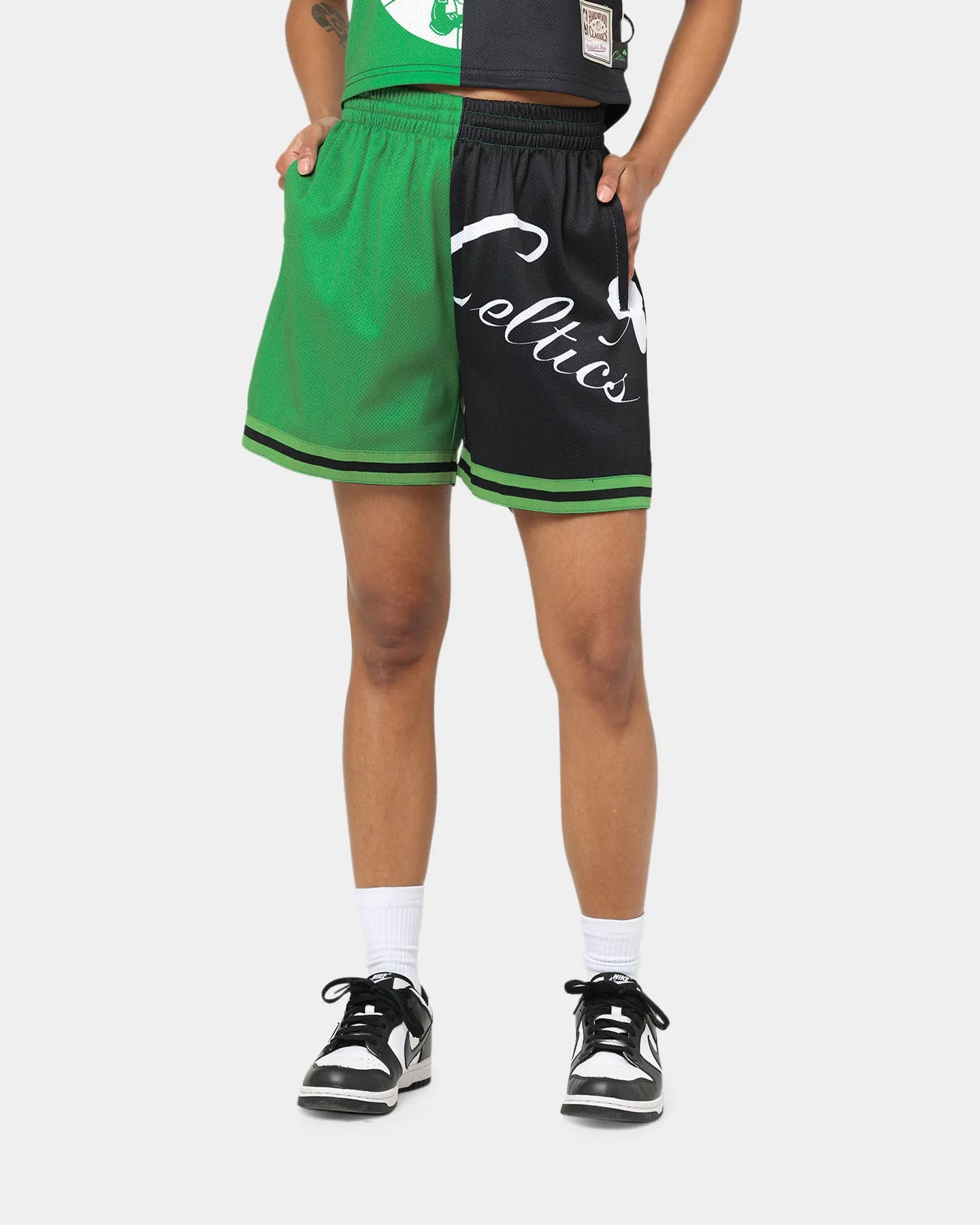 Mitchell & Ness Women's Boston Celtics Big Face 5.0 Shorts Green Sleek Comfort All Day Flex Fit