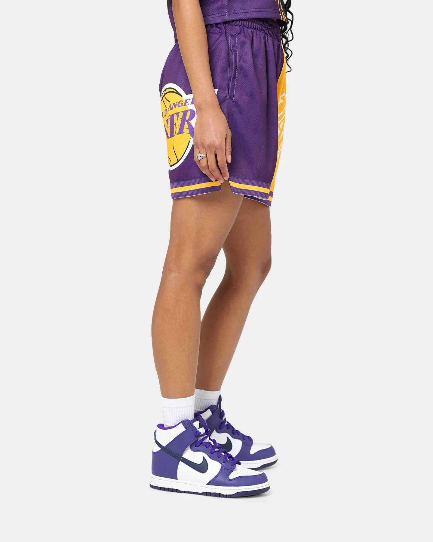 Mitchell & Ness Women's Los Angeles Lakers Big Face 5.0 Shorts Black meditation wear barbecue outfit