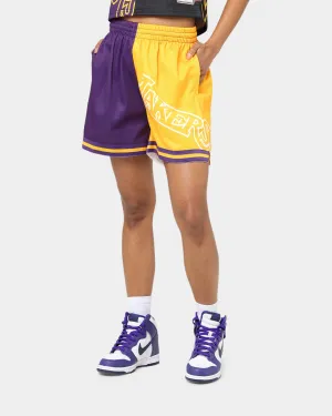 Mitchell & Ness Women's Los Angeles Lakers Big Face 5.0 Shorts Black Quick Release Buckle compression support