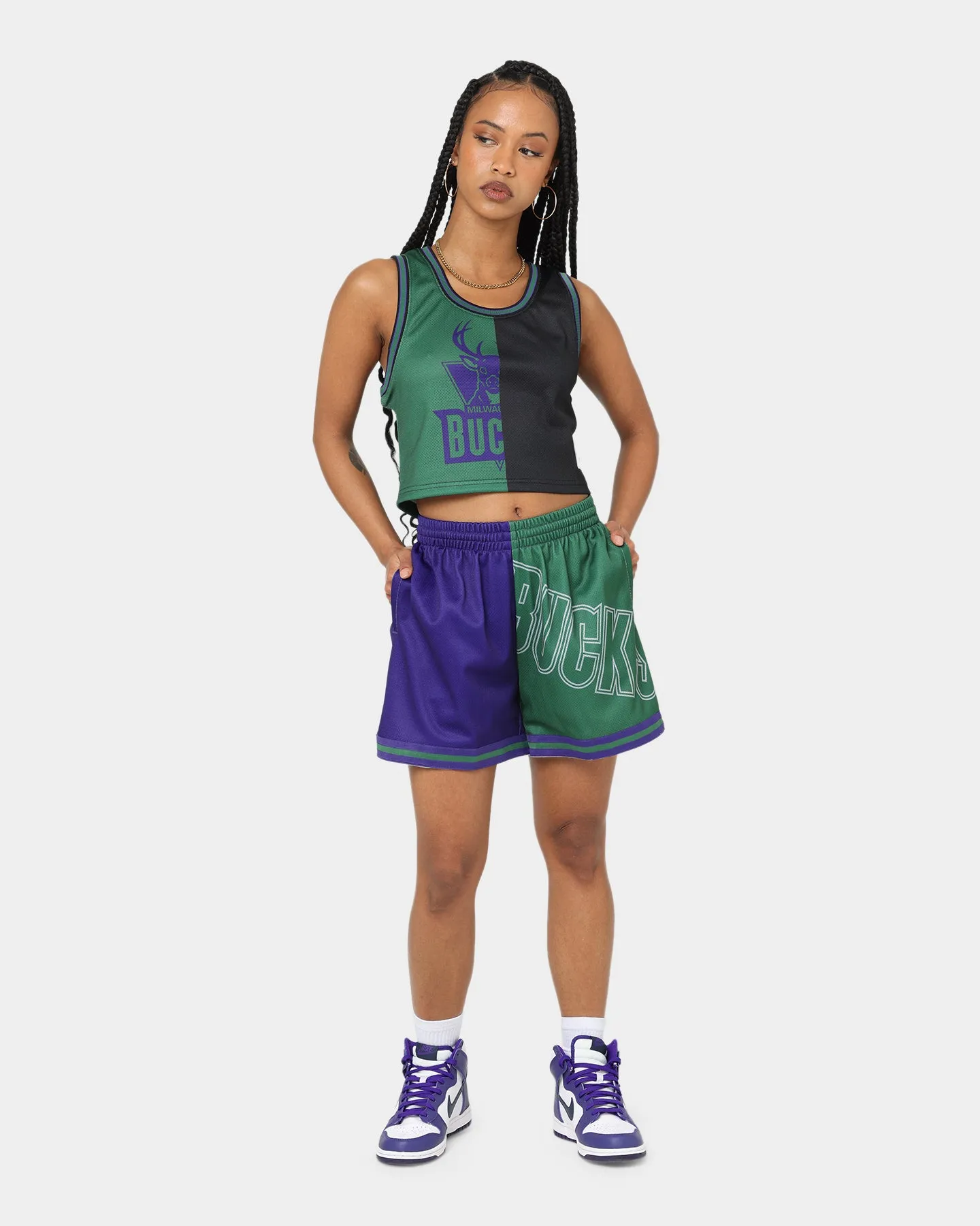 Urban Comfort Mitchell & Ness Women's Milwaukee Bucks Big Face 5.0 Shorts Purple