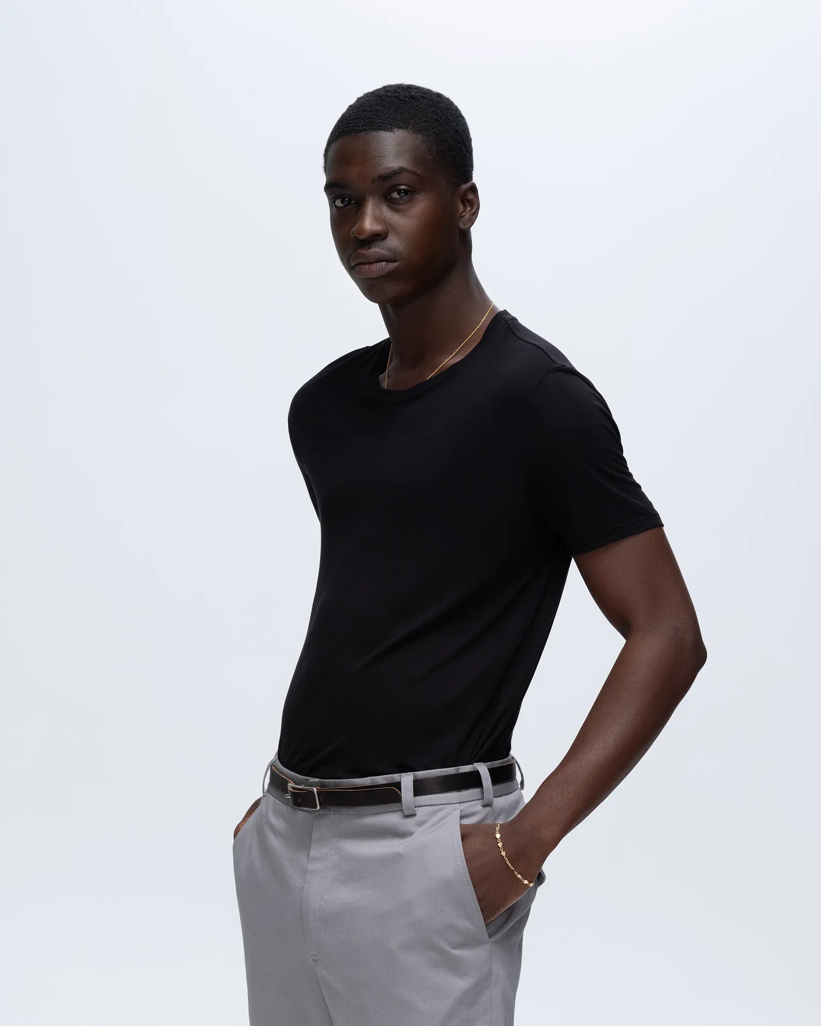 Eco Friendly Dye Modal Jersey Crew Neck Tee - Black