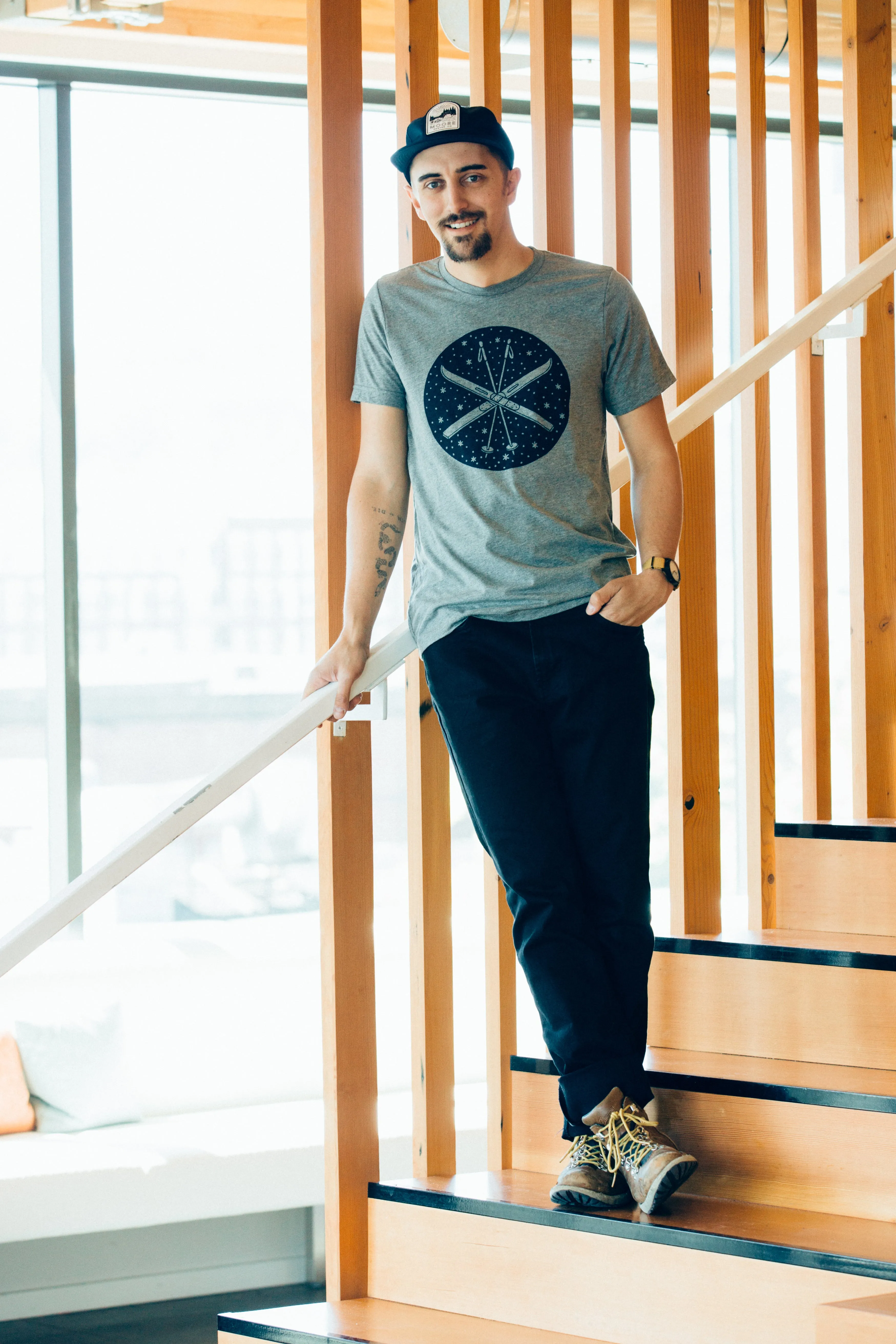 Quality Fabric Ski Tee-Gray Triblend