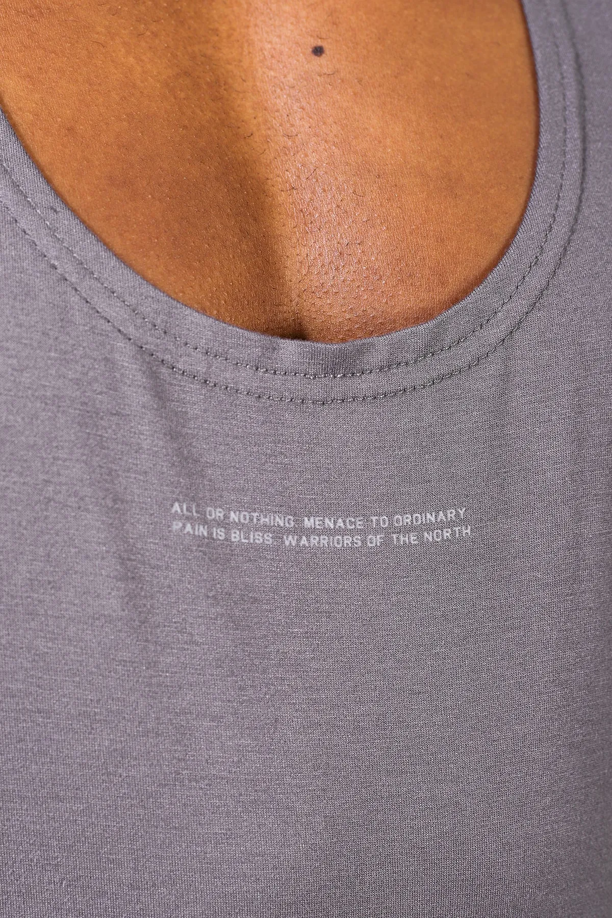 underground Classic Bodybuilding Racerback Stringer - Quote Gray