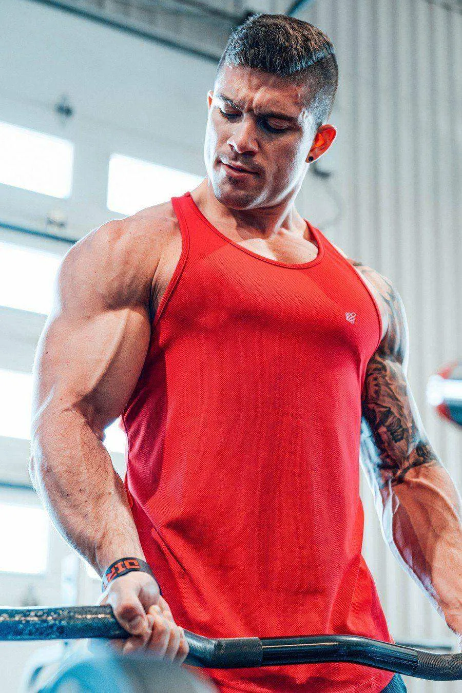 Fast-Dry Bodybuilding Workout Stringer - Red Moisture Wicking Technology