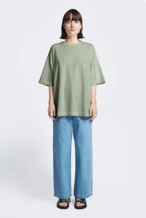 Layered Hem Design Antibacterial Treatment Monolith Unisex Tee Sage Green