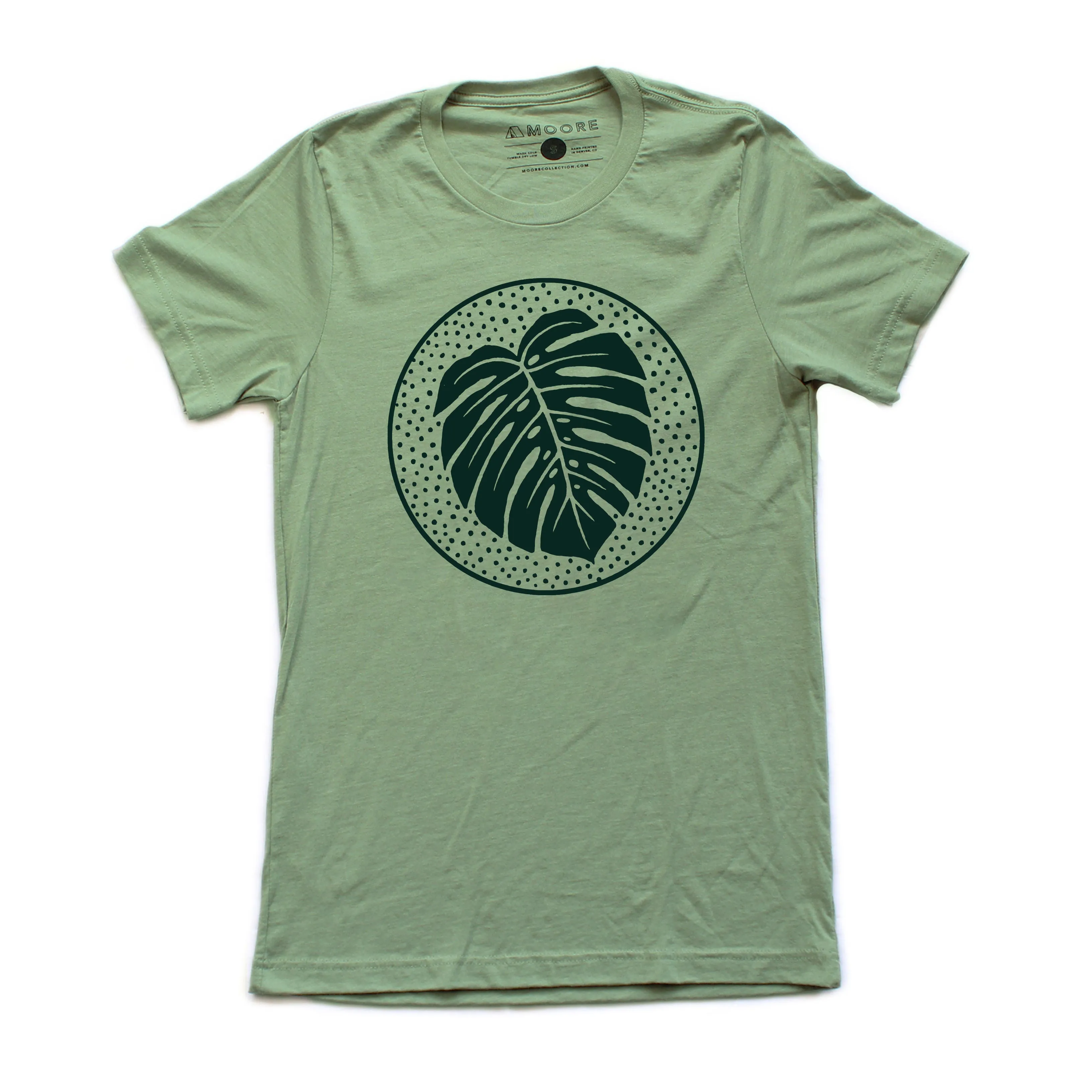 Monstera Circle Tee-Heather Sage Eco-friendly Sporty Fashion