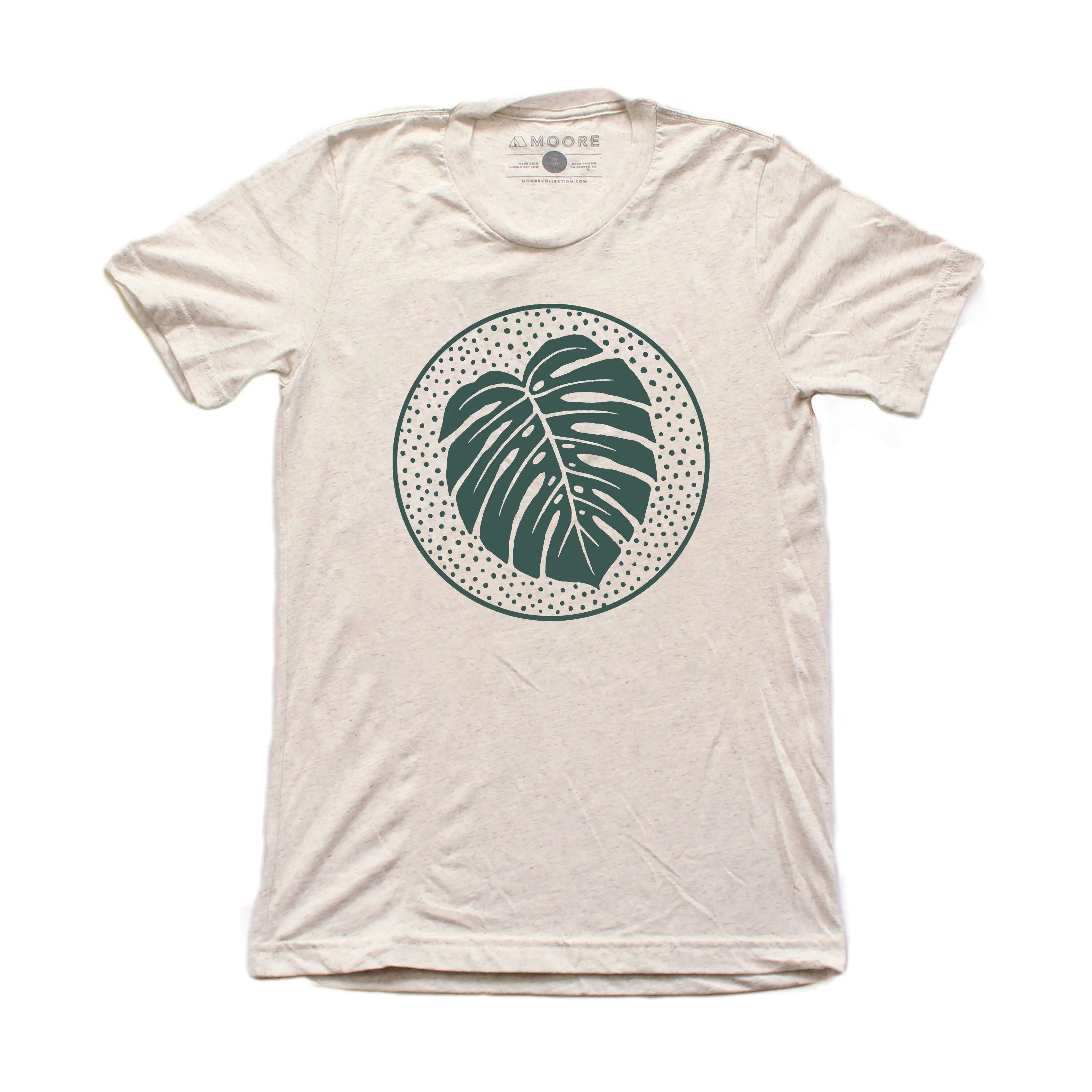 Monstera Circle Tee-Oatmeal Light Comfort