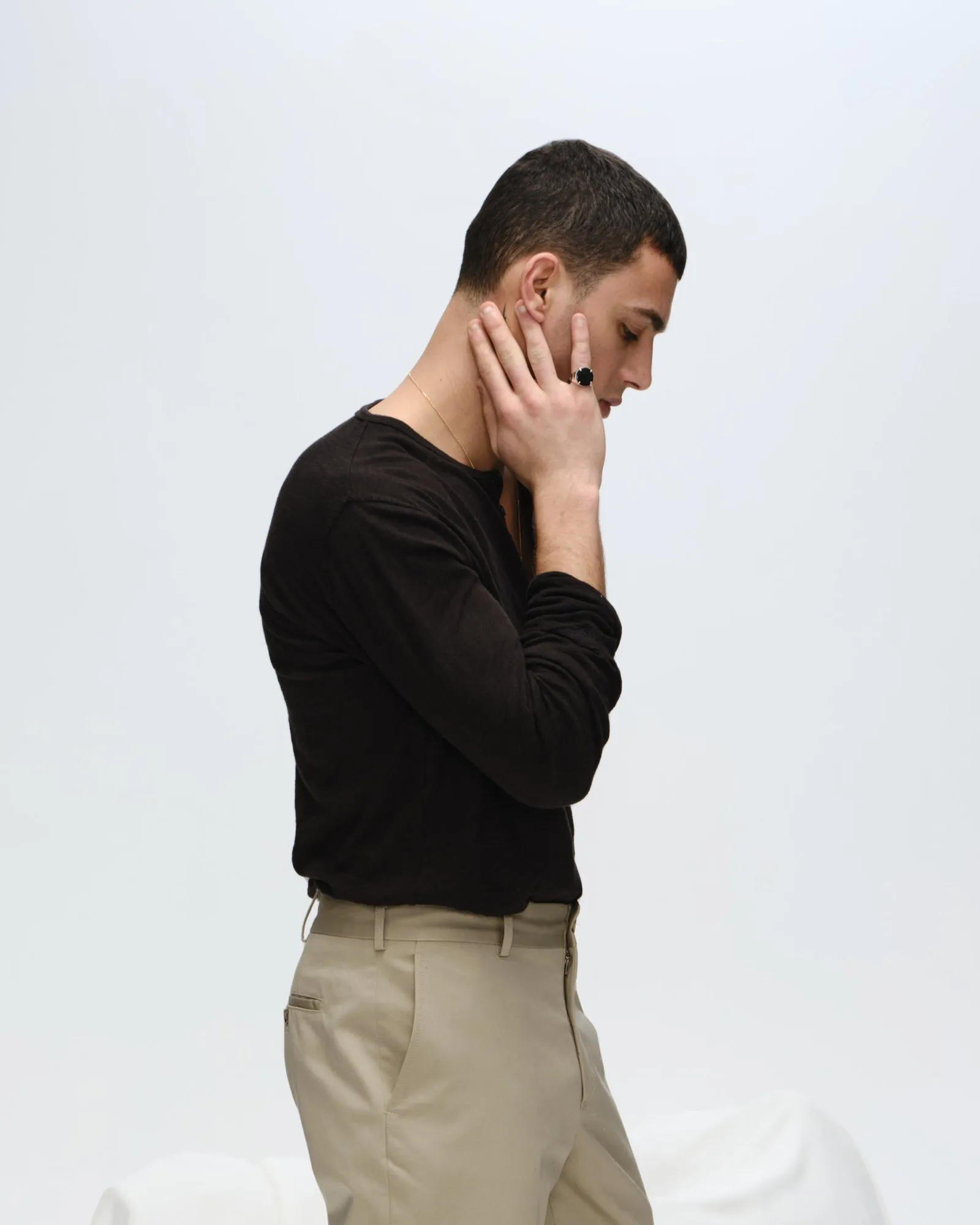 Slub Jersey Destroyed Wash Henley - Black Versatile Wear Casual Vibe Wear