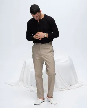 Slub Jersey Destroyed Wash Henley - Black Simple Wear