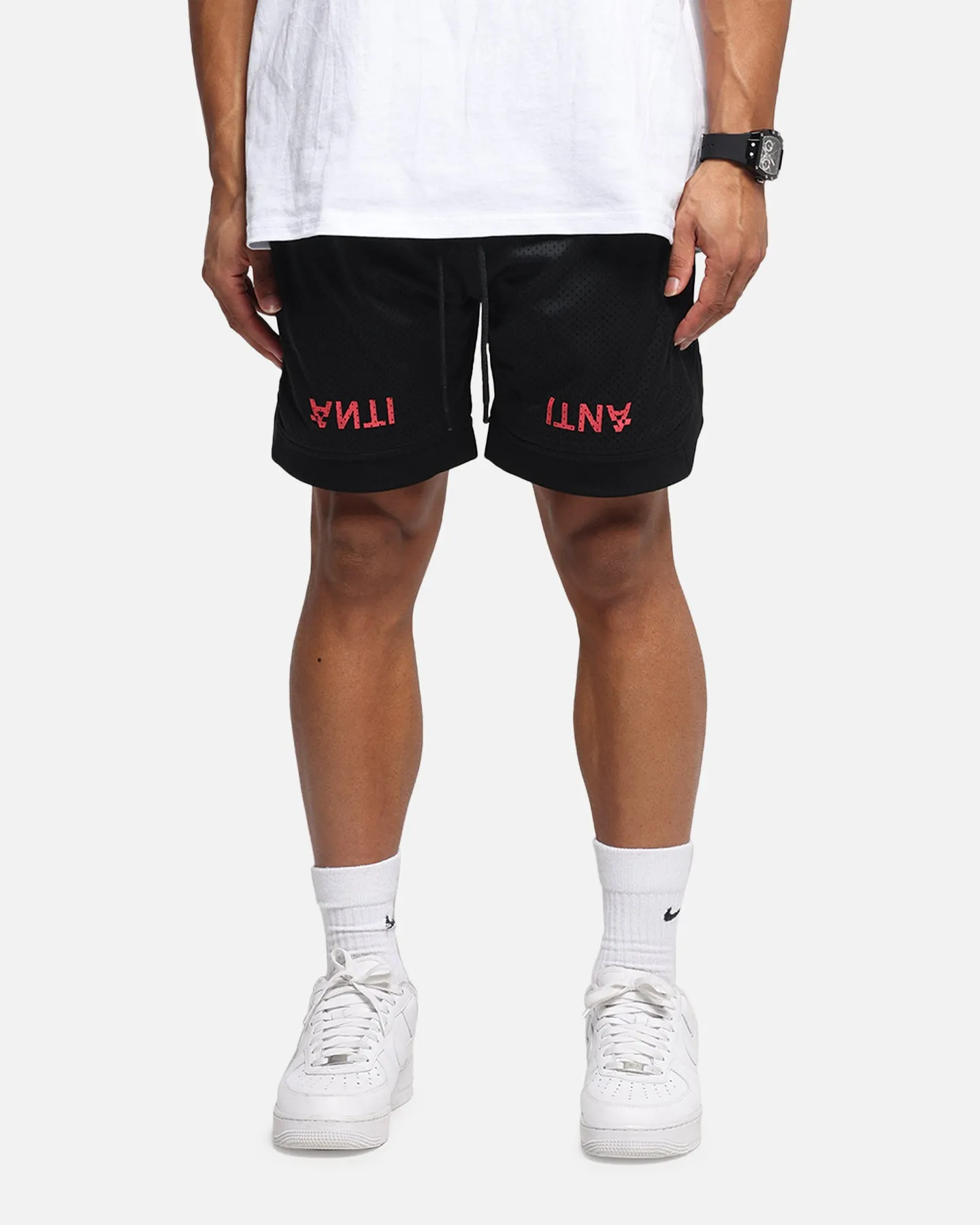 Fade Resistant Dye Reflective details The Anti Order Post Season Basketball Shorts Black/Red