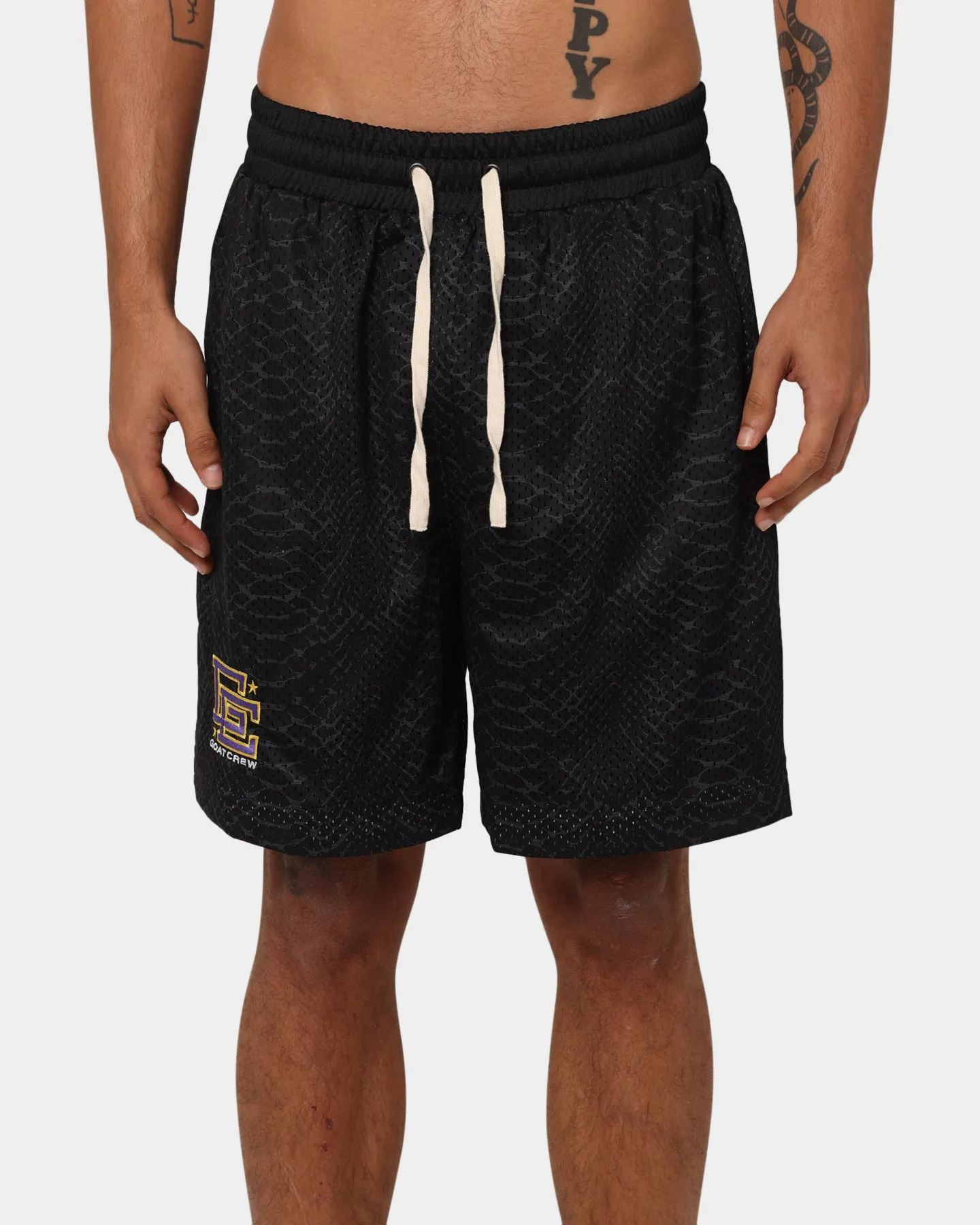 Stretch Layers Sporty Stretch Fit Goat Crew Serpent Ball Shorts Black