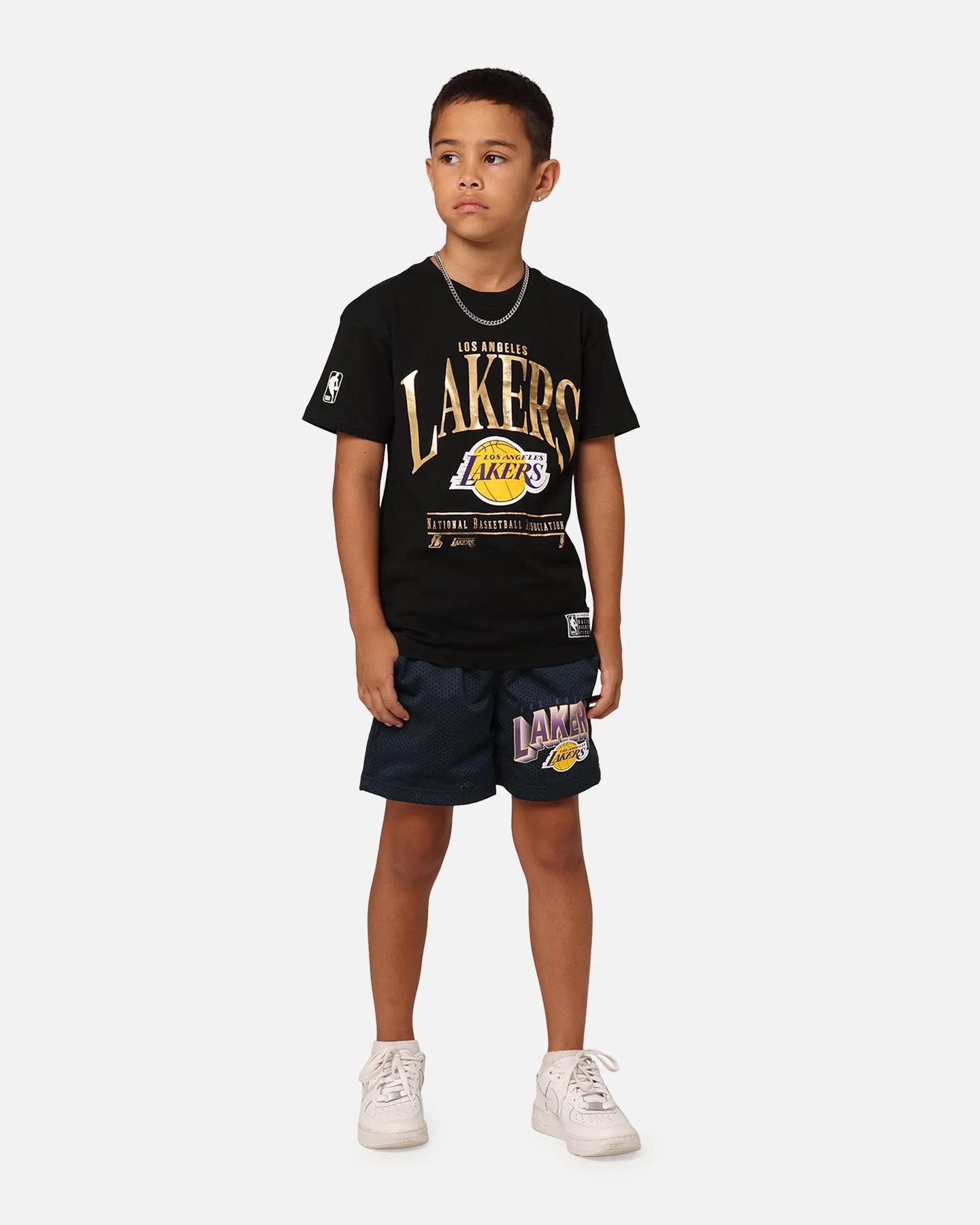 NBA Kids' Los Angeles Lakers Newark Mesh Shorts Navy runners Reflective accents