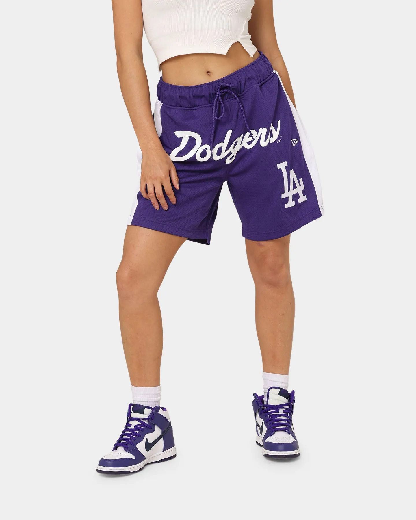 New Era Los Angeles Dodgers Basketball Shorts Purple Parka StretchWaistband