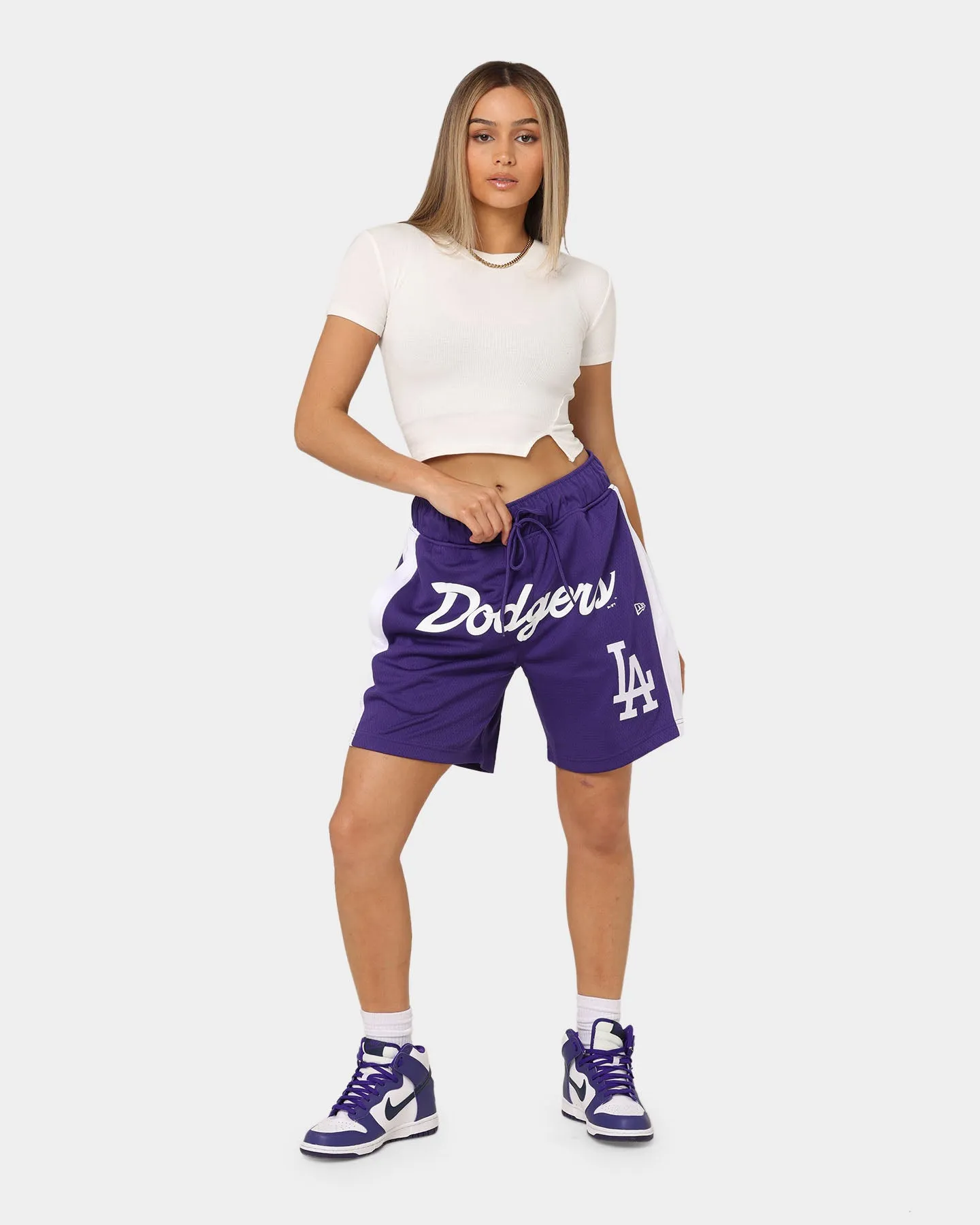 New Era Los Angeles Dodgers Basketball Shorts Purple dance clothing Versatile Wear