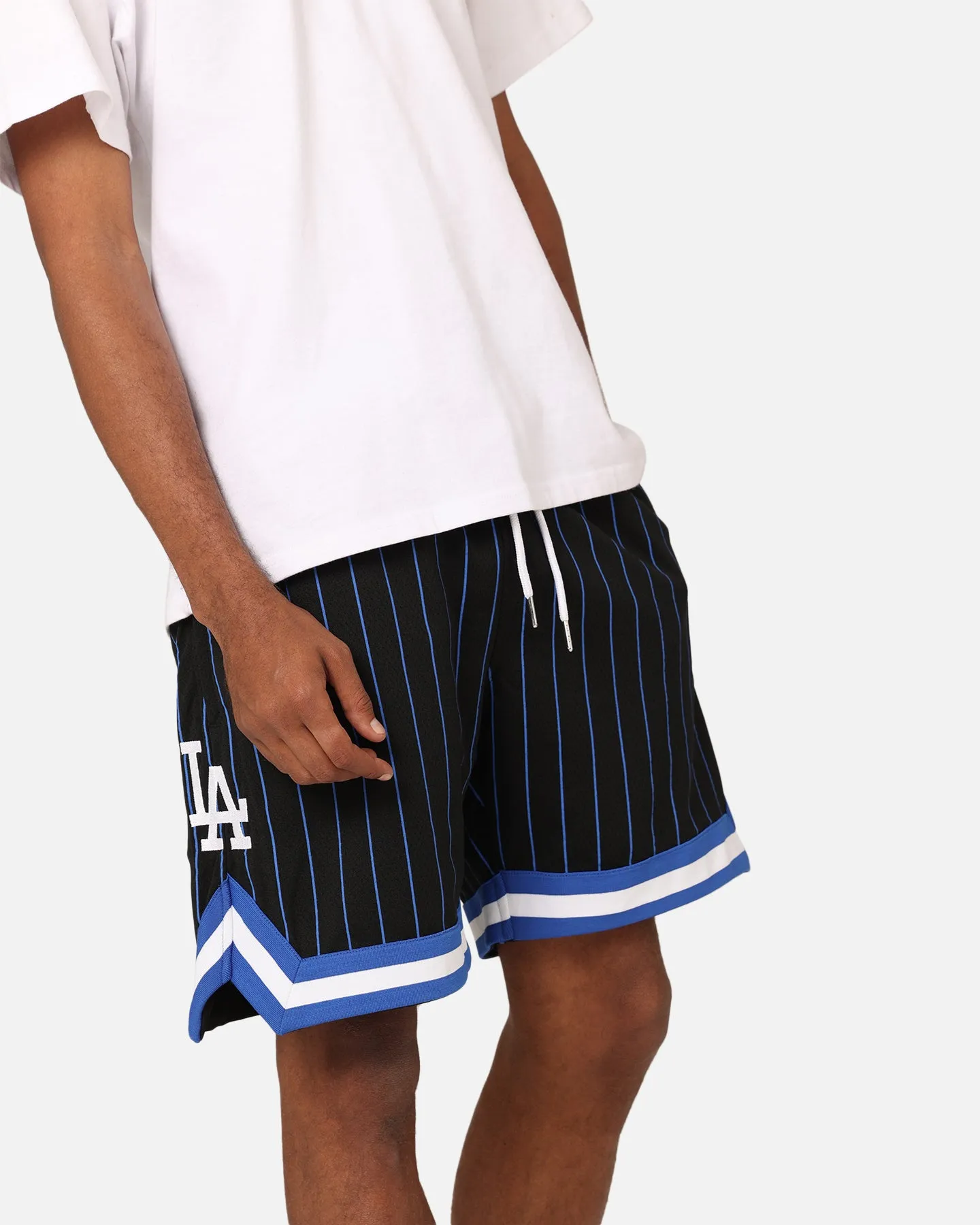 Comfort Tech New Era Los Angeles Dodgers Mesh Shorts Black Pinstripe