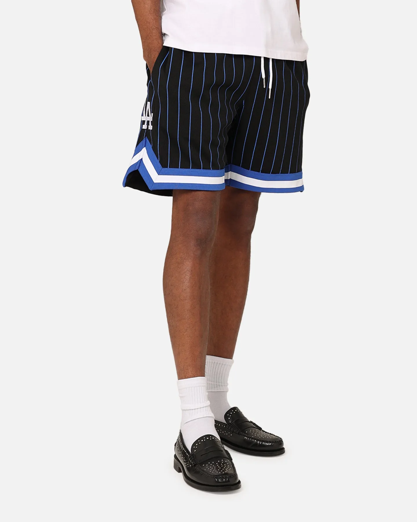 New Era Los Angeles Dodgers Mesh Shorts Black Pinstripe cyclists