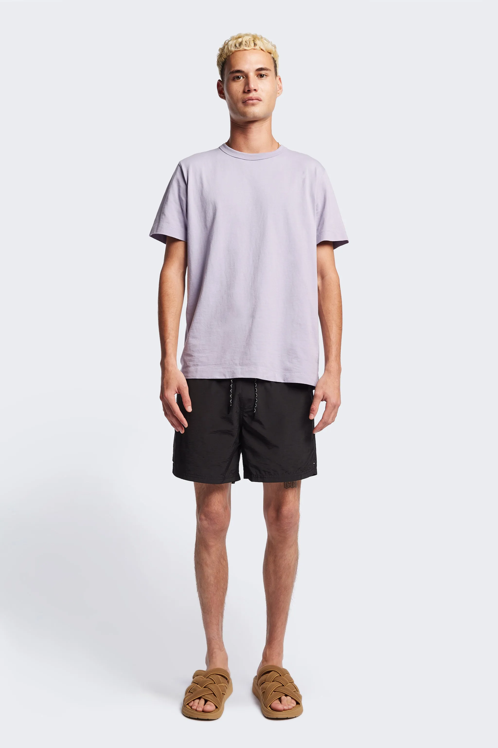 New Wave Swim Short Black Striped Design RipstopMaterial