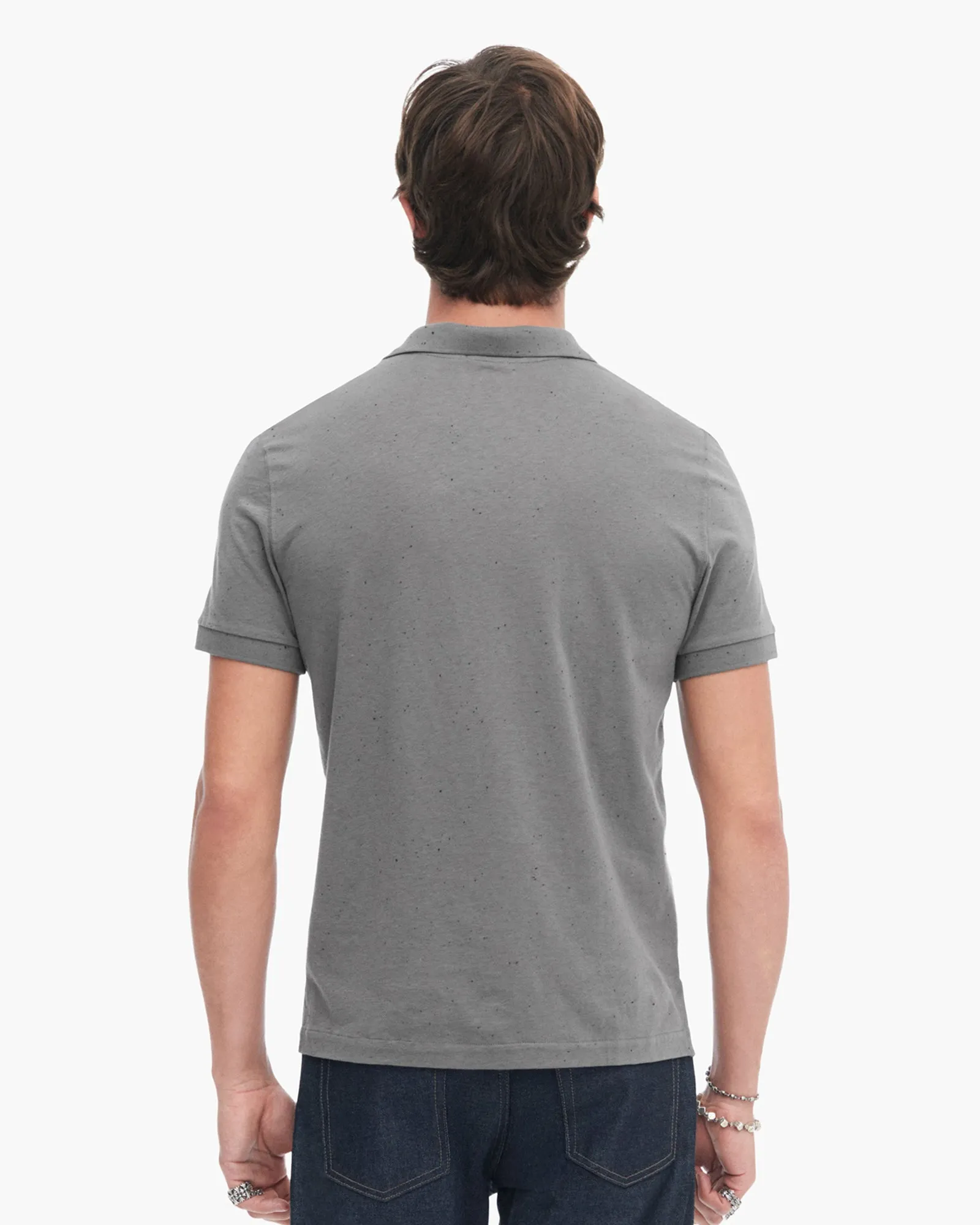 color blocking Donegal Jersey Short Sleeve Polo - Steel