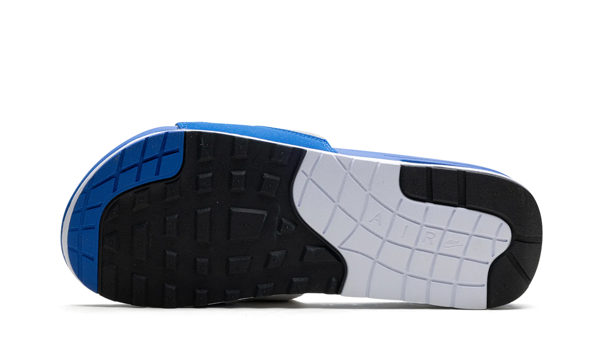 Nike Air Max 1 Slide "Royal Blue" Feather Light Urban Stroll Story Glow