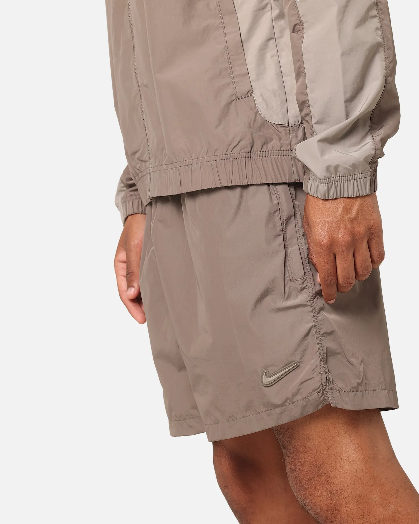Thermoregulating Fabric Reinforced Hems Nike Nocta Cardinal Nylon Shorts Olive Grey