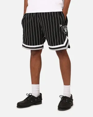 Beach Bound Dual Zone Ventilation New Era Las Vegas Raiders Mesh Shorts Black Pinstripe