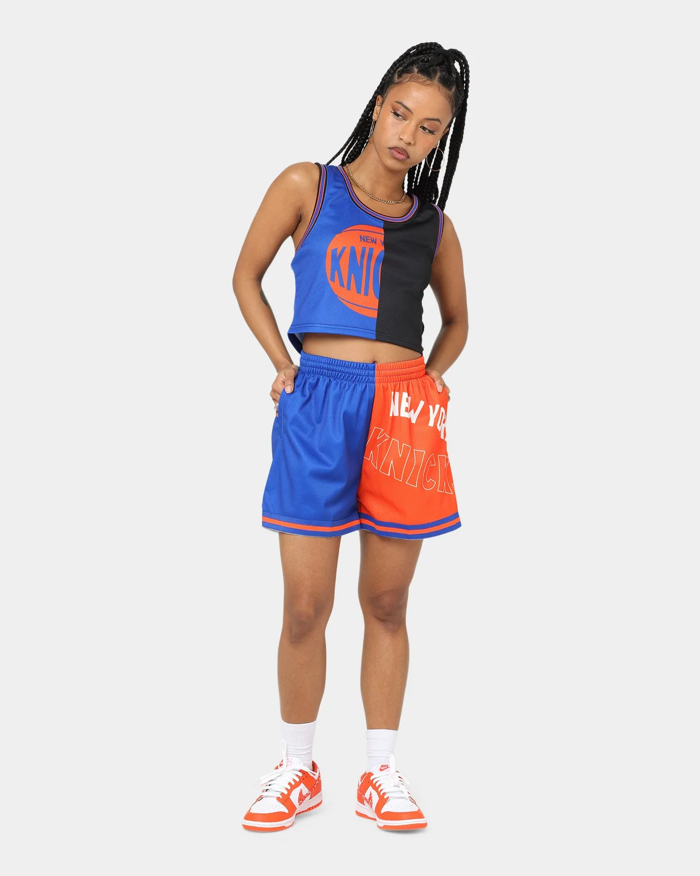 Mitchell & Ness Women's New York Knicks Big Face 5.0 Shorts Blue Quick Dry Technology