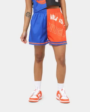 Mitchell & Ness Women's New York Knicks Big Face 5.0 Shorts Blue Tagless Labeling Free Size Adjuster