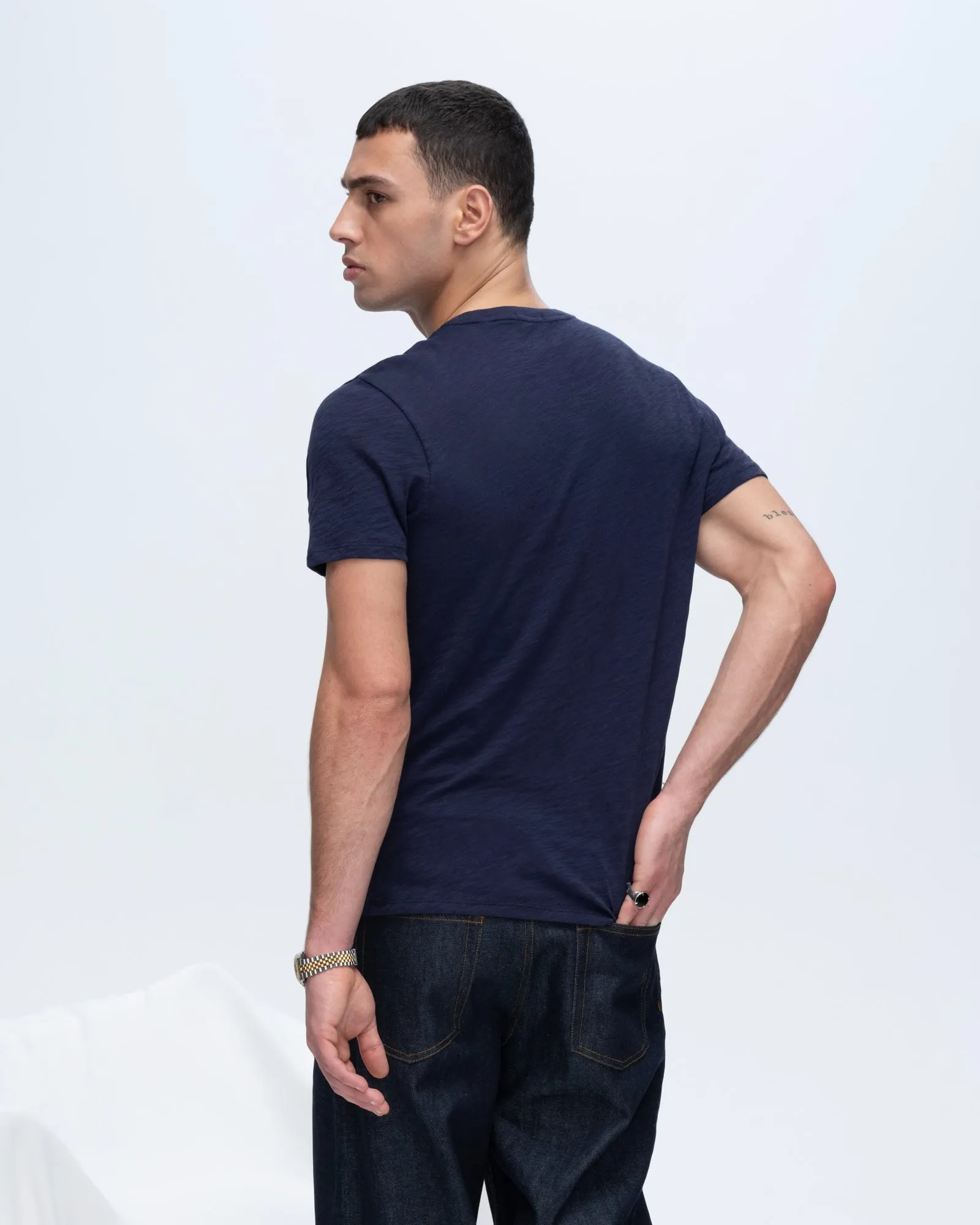 Slub Jersey Crew Neck Tee - Midnight Edgy