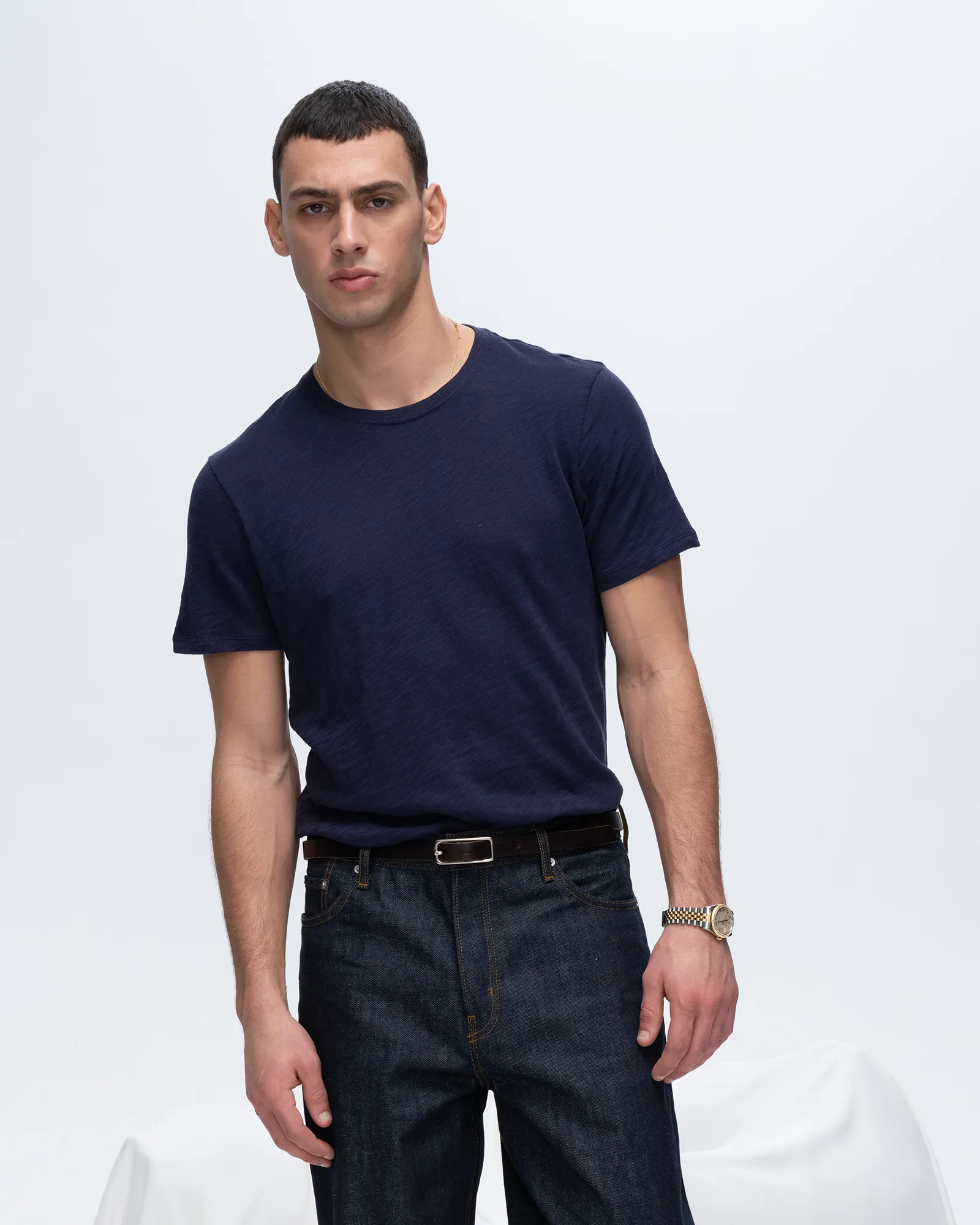 Sustainable Packaging Slub Jersey Crew Neck Tee - Midnight