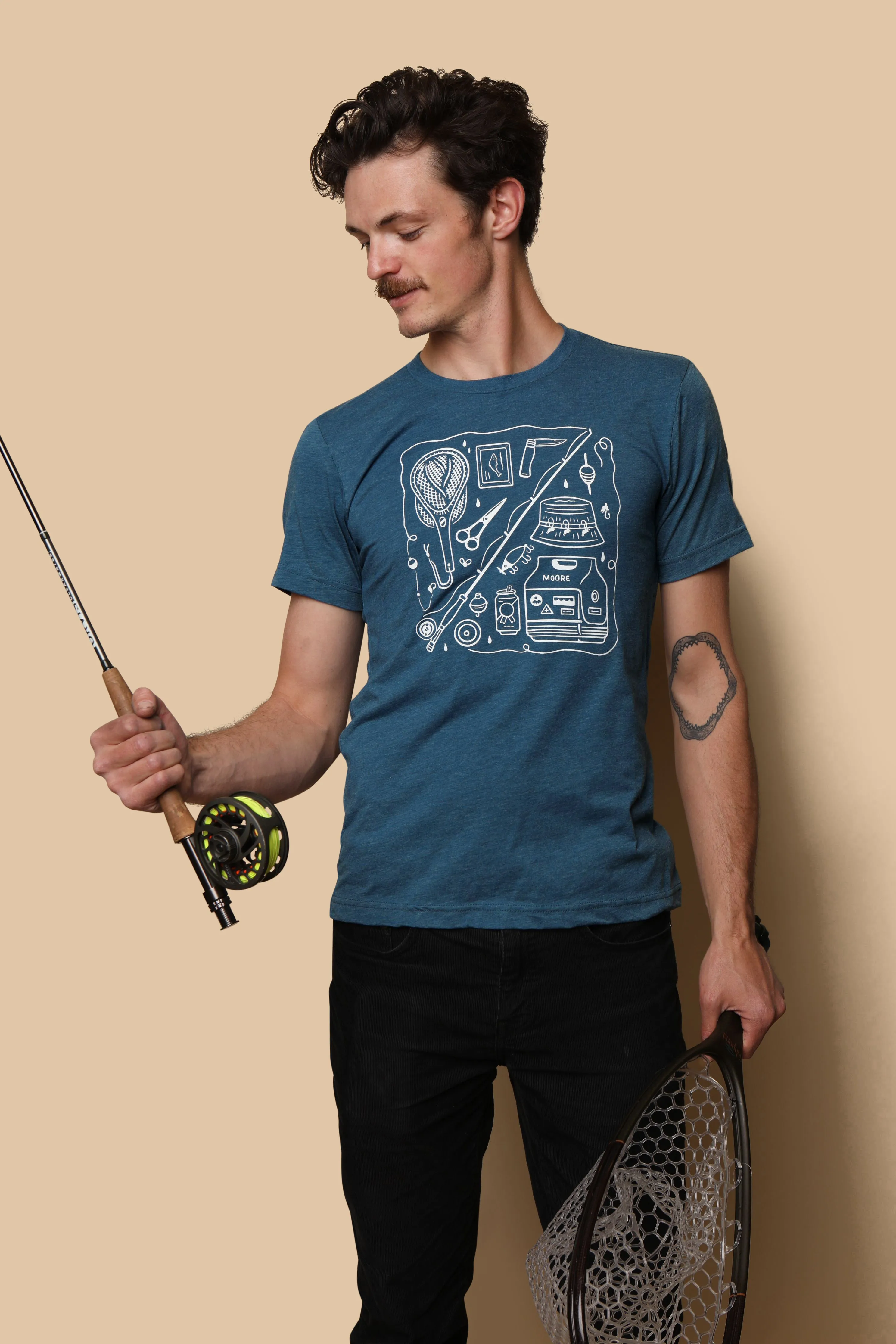 Fishing Gear Tee-Steel Blue informal gathering Affordable Fashion