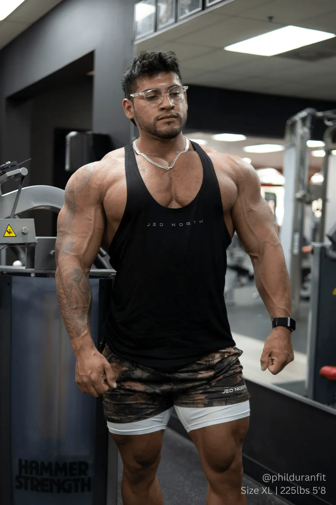 Durable Blends Multi Panel Design Classic Bodybuilding Racerback Stringer - Premium Black