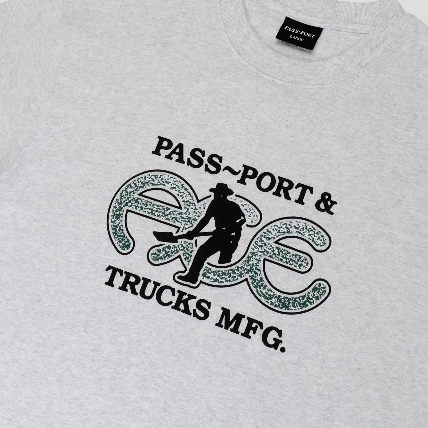 Foam Print Detail Pass~Port & Ace Trucks MFG Hammertone Tee - Ash