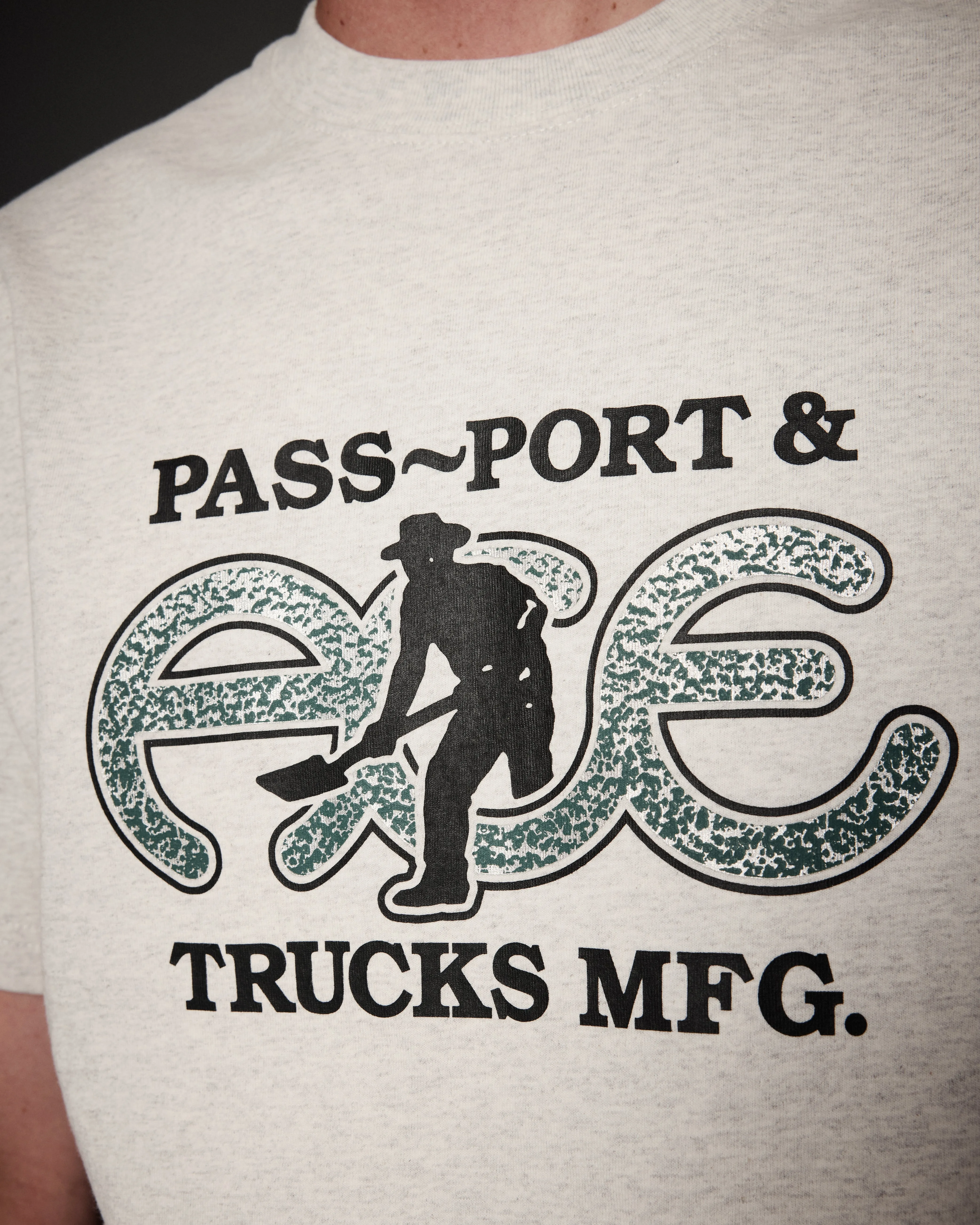 Relaxed Smart Pass~Port & Ace Trucks MFG Hammertone Tee - Ash