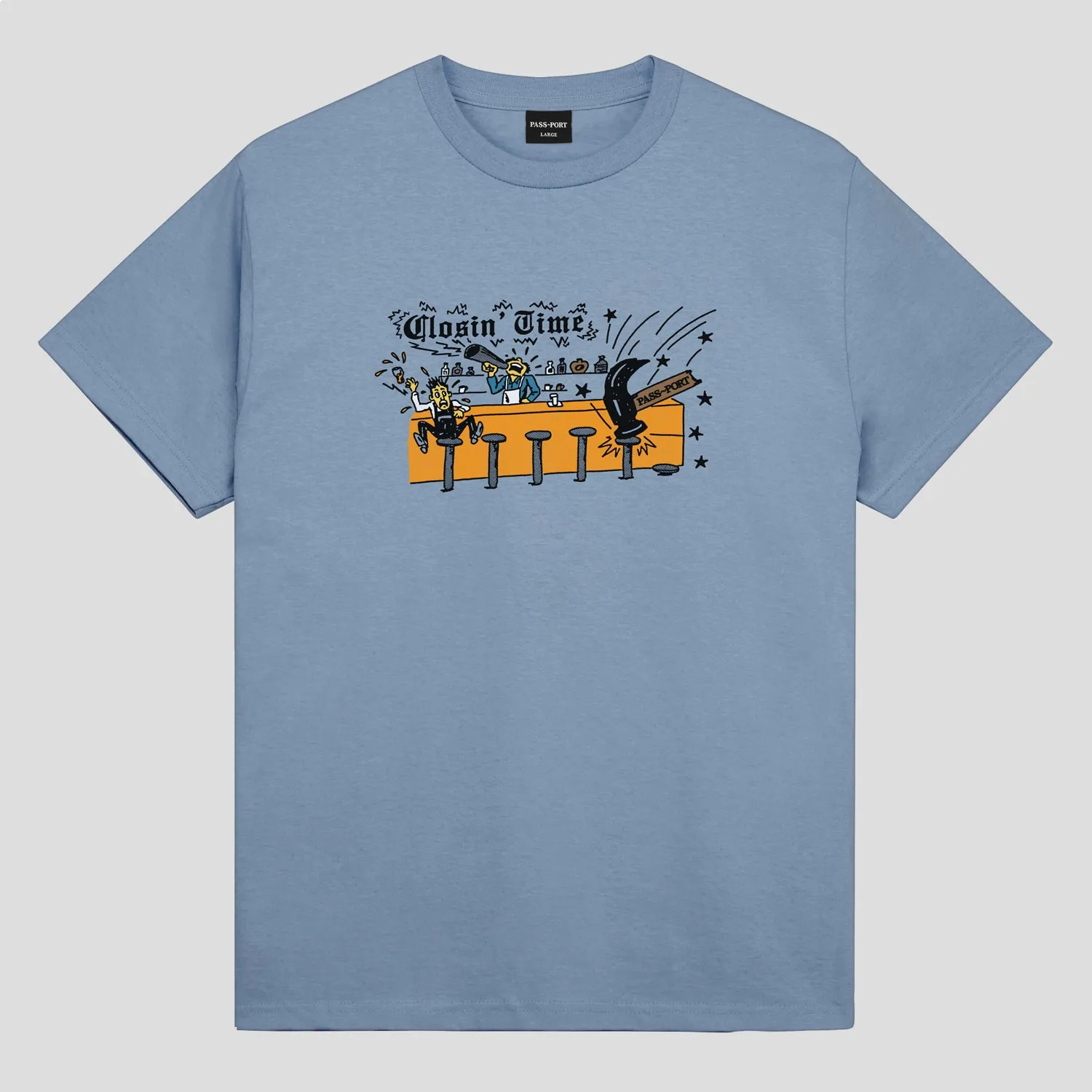 Trendy Casual Wear Pass~Port Closin' Time Tee - Washed Out Blue