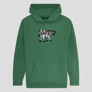 Casual Vibe Printed Pass~Port Crying Cow Hoodie - Kelly Green