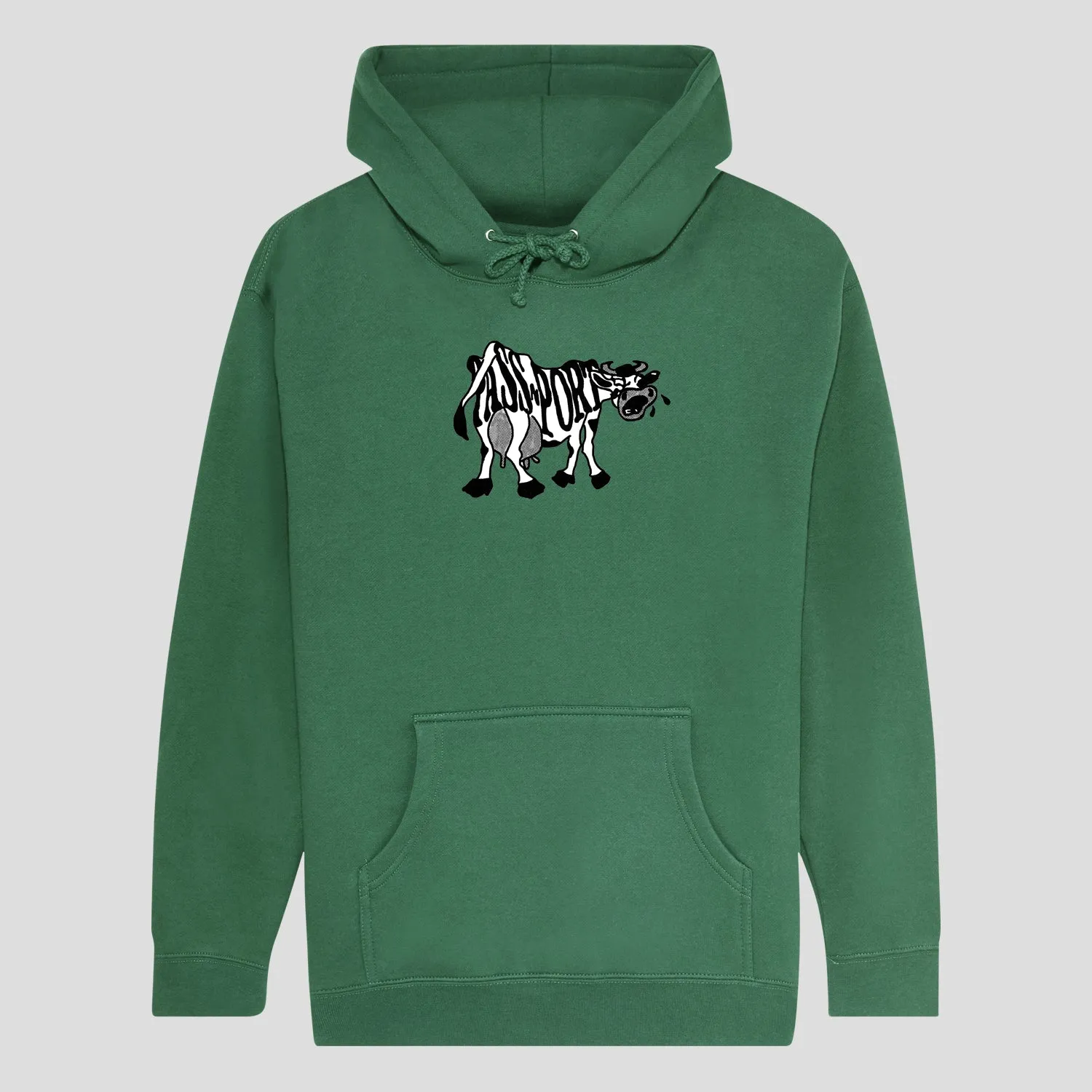 Kangaroo Pocket Urban Style Pass~Port Crying Cow Hoodie - Kelly Green
